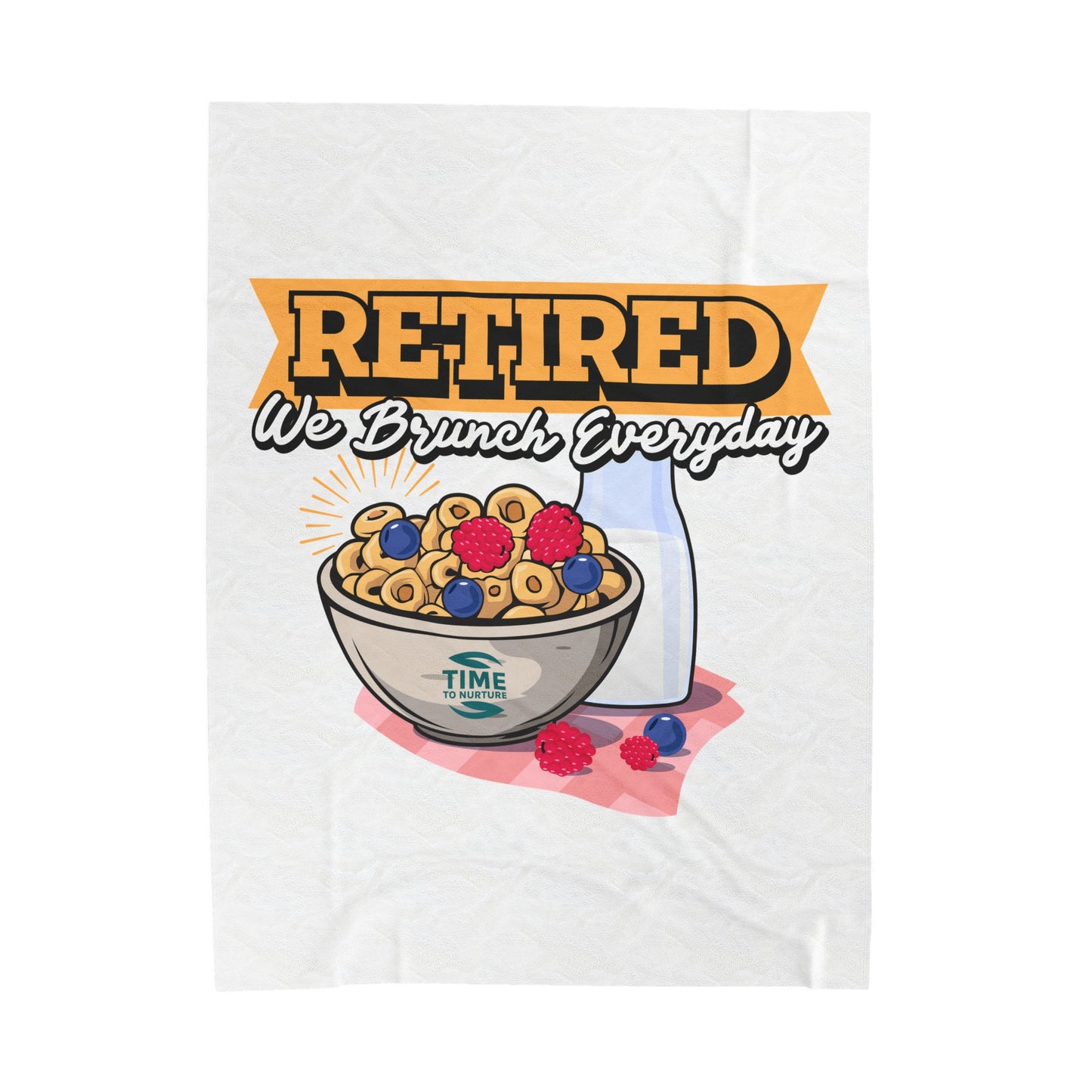 Velveteen Blanket – Retired We Brunch Every Day Cozy Throw, Soft and Luxurious Retirement Gift, Warm Lap Blanket for Relaxation, Perfect for Comfy Sofa Moments and Retirement Celebration