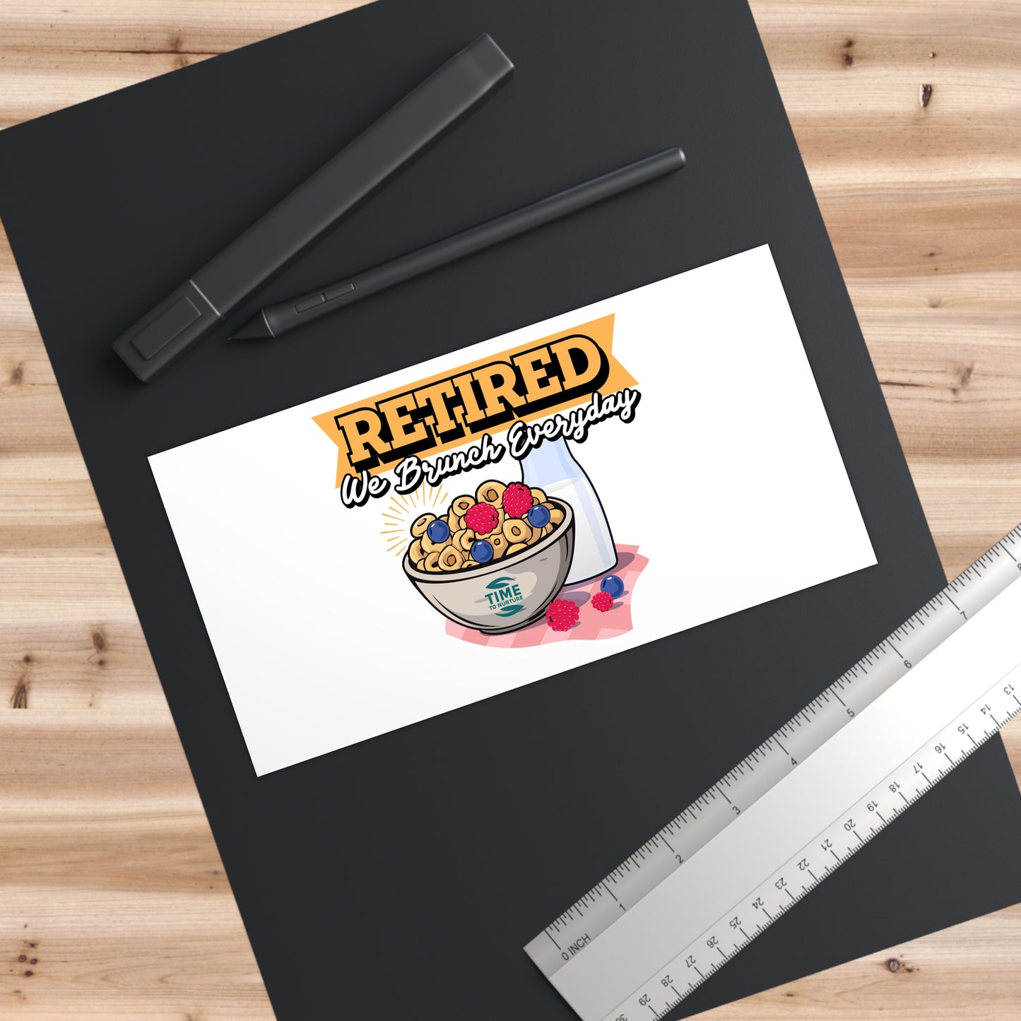 **Retired & Brunching Everyday Bumper Sticker – Funny Retirement Car Decal, Brunch Lover Gift, Retirement Party Decoration, Retired Life Accessory, Foodie Vinyl Sticker for Cars, Laptops & Coolers**