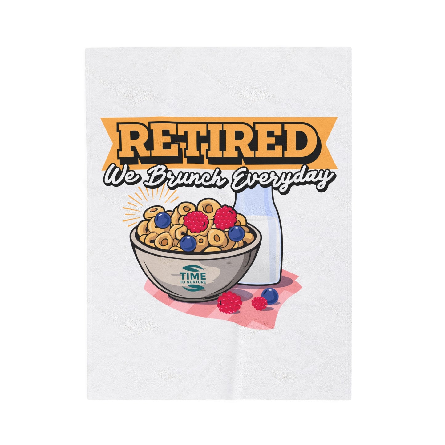 Velveteen Blanket – Retired We Brunch Every Day Cozy Throw, Soft and Luxurious Retirement Gift, Warm Lap Blanket for Relaxation, Perfect for Comfy Sofa Moments and Retirement Celebration