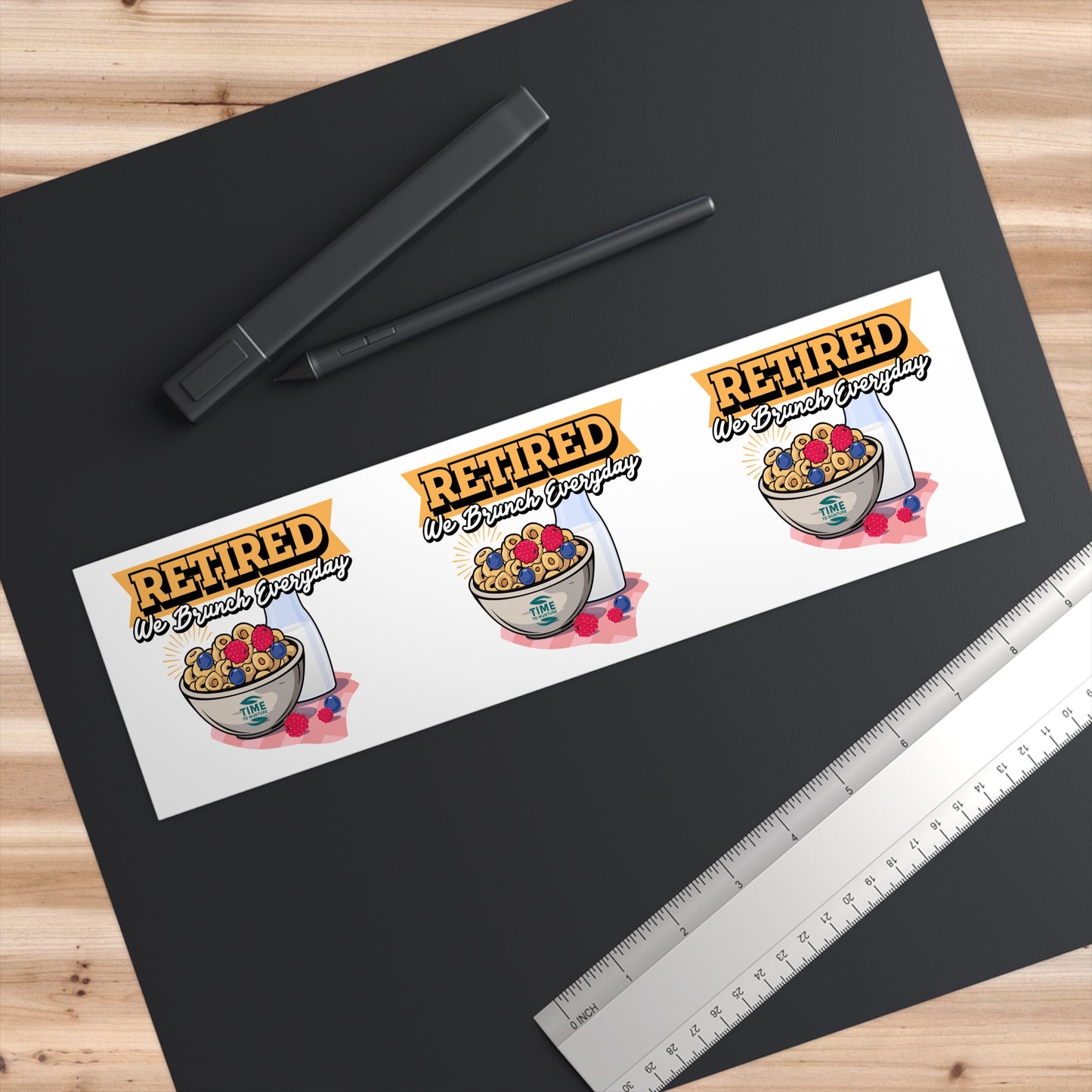 **Retired & Brunching Everyday Bumper Sticker – Funny Retirement Car Decal, Brunch Lover Gift, Retirement Party Decoration, Retired Life Accessory, Foodie Vinyl Sticker for Cars, Laptops & Coolers**