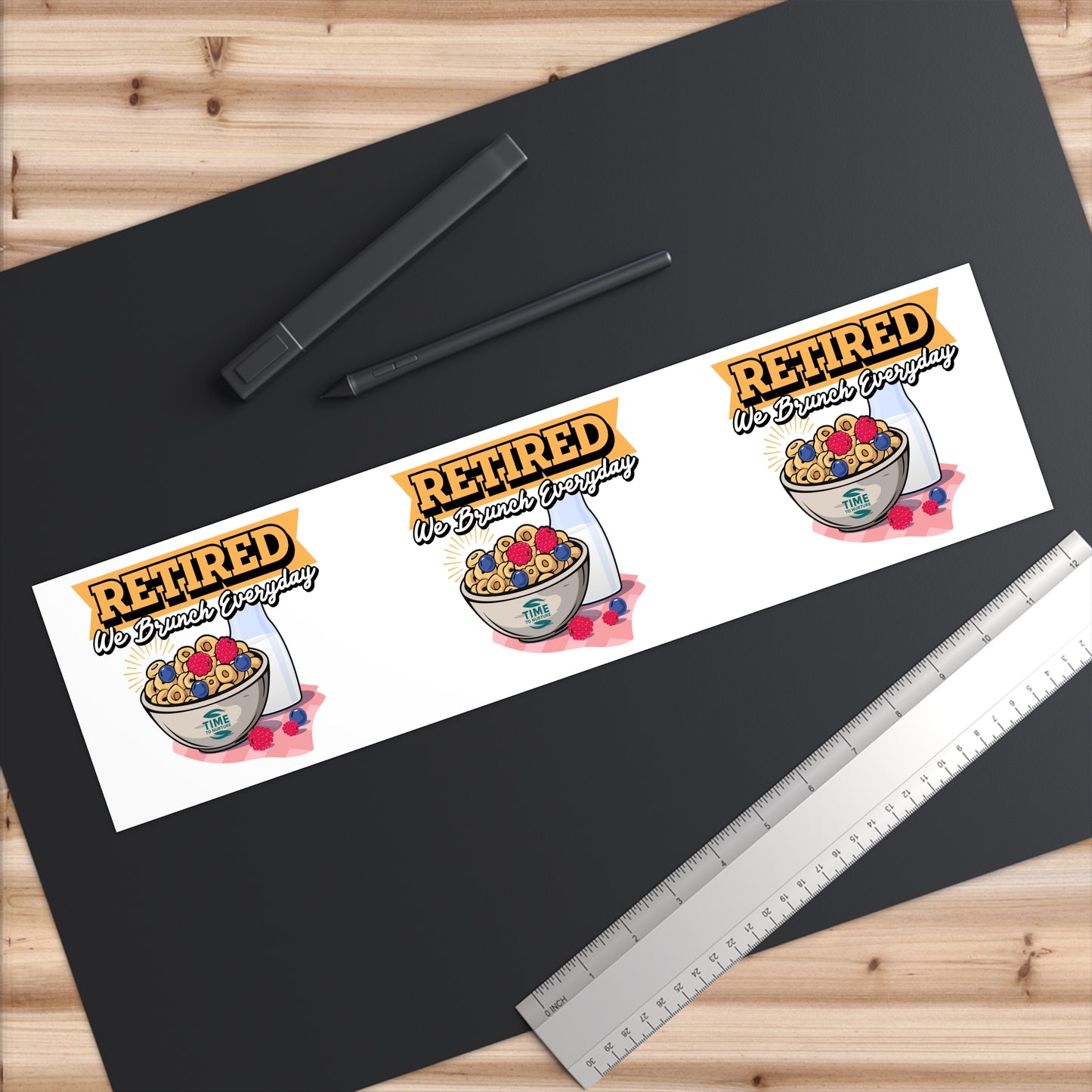 **Retired & Brunching Everyday Bumper Sticker – Funny Retirement Car Decal, Brunch Lover Gift, Retirement Party Decoration, Retired Life Accessory, Foodie Vinyl Sticker for Cars, Laptops & Coolers**