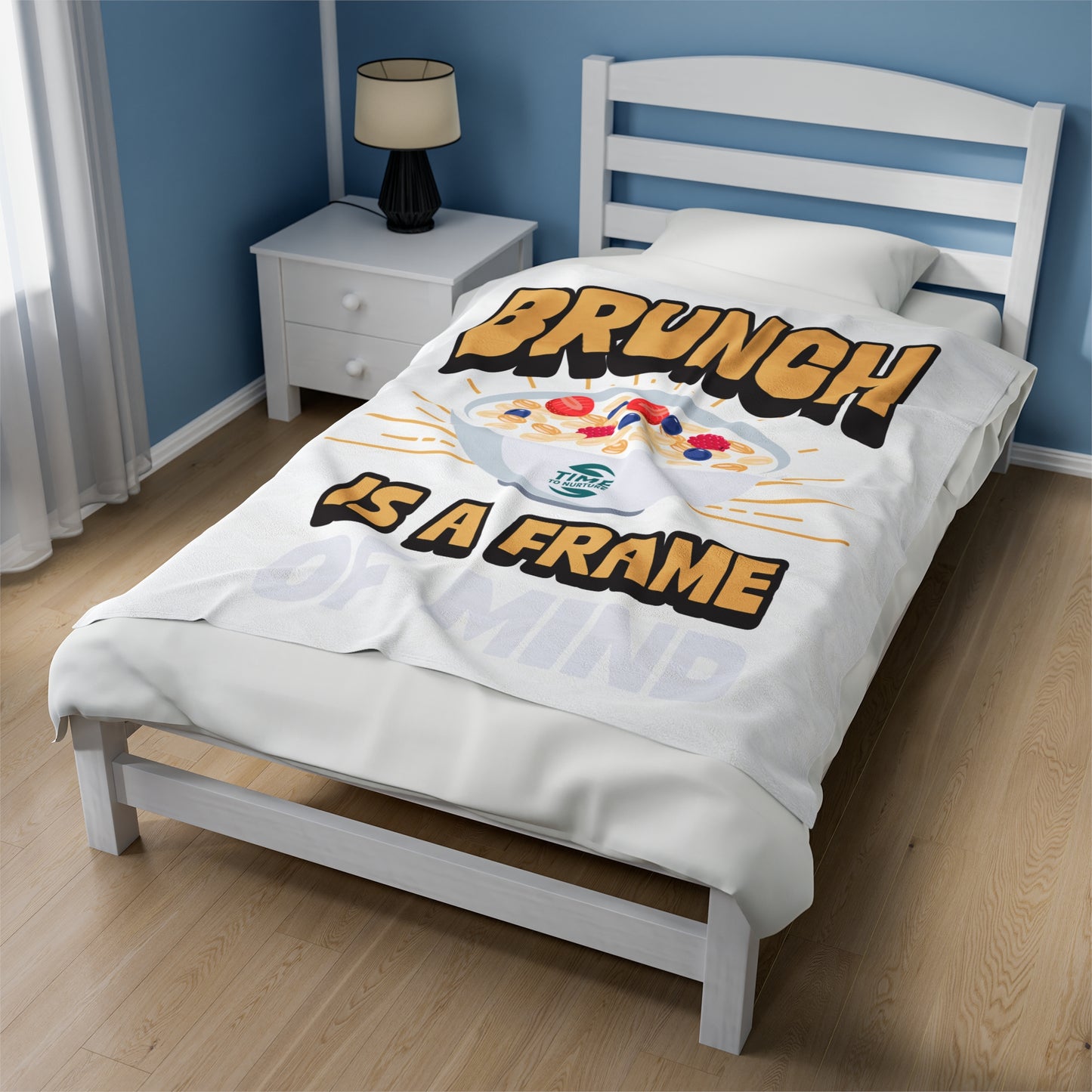 Brunch Is a Frame of Mind Velveteen Plush Blanket – Ultra-Soft, Cozy Throw for Brunch Lovers, Perfect for Relaxing, Lounging, and Adding Comfort to Your Leisurely Days at Home or on the Couch