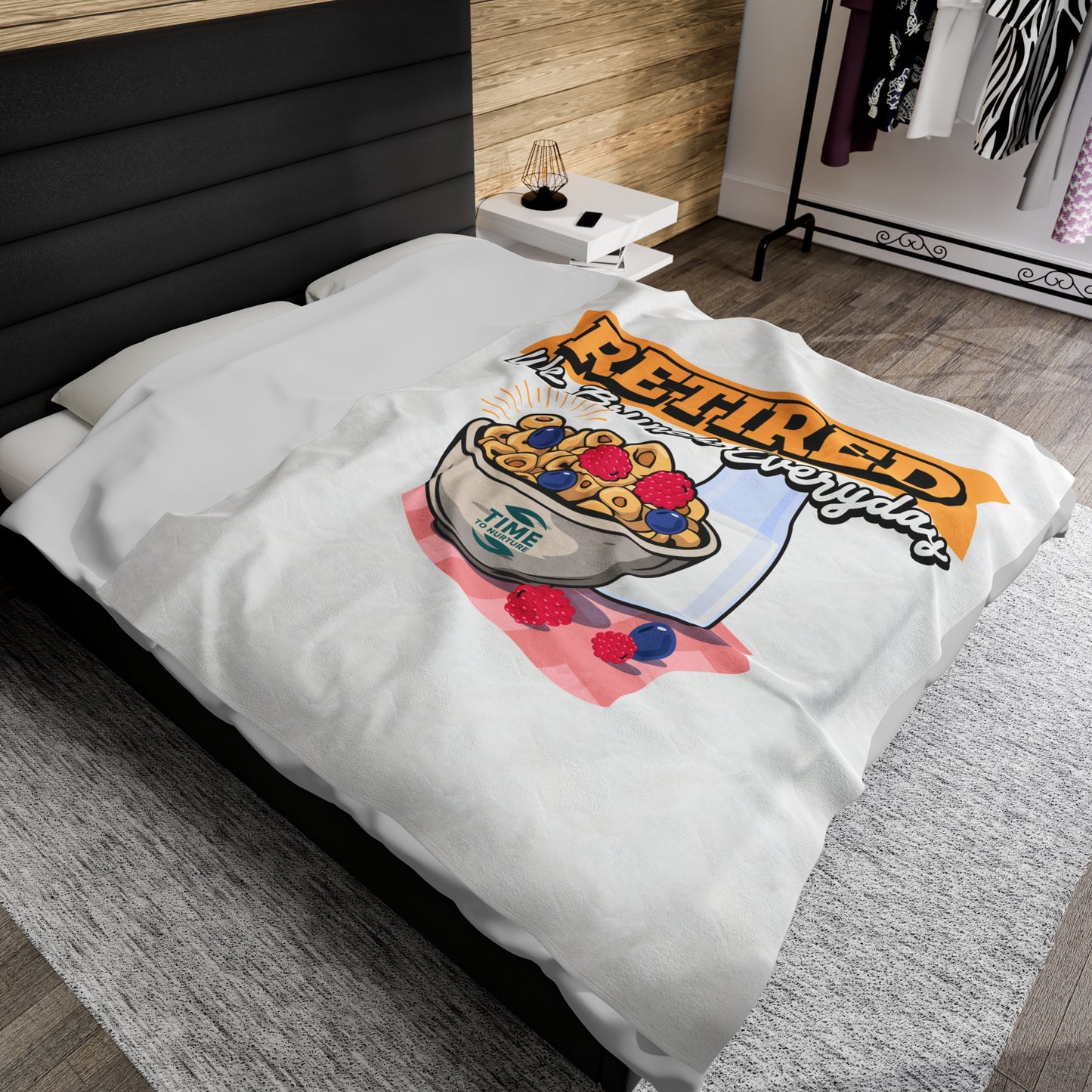 Velveteen Blanket – Retired We Brunch Every Day Cozy Throw, Soft and Luxurious Retirement Gift, Warm Lap Blanket for Relaxation, Perfect for Comfy Sofa Moments and Retirement Celebration