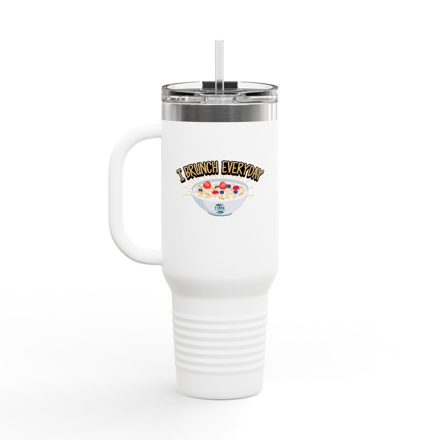 brunch lover insulated travel mug 40oz with a leak-proof lid, perfect for hot and cold drinks, featuring a fun design for coffee and tea enthusiasts, ideal for on-the-go use and a great gift for brunch lovers