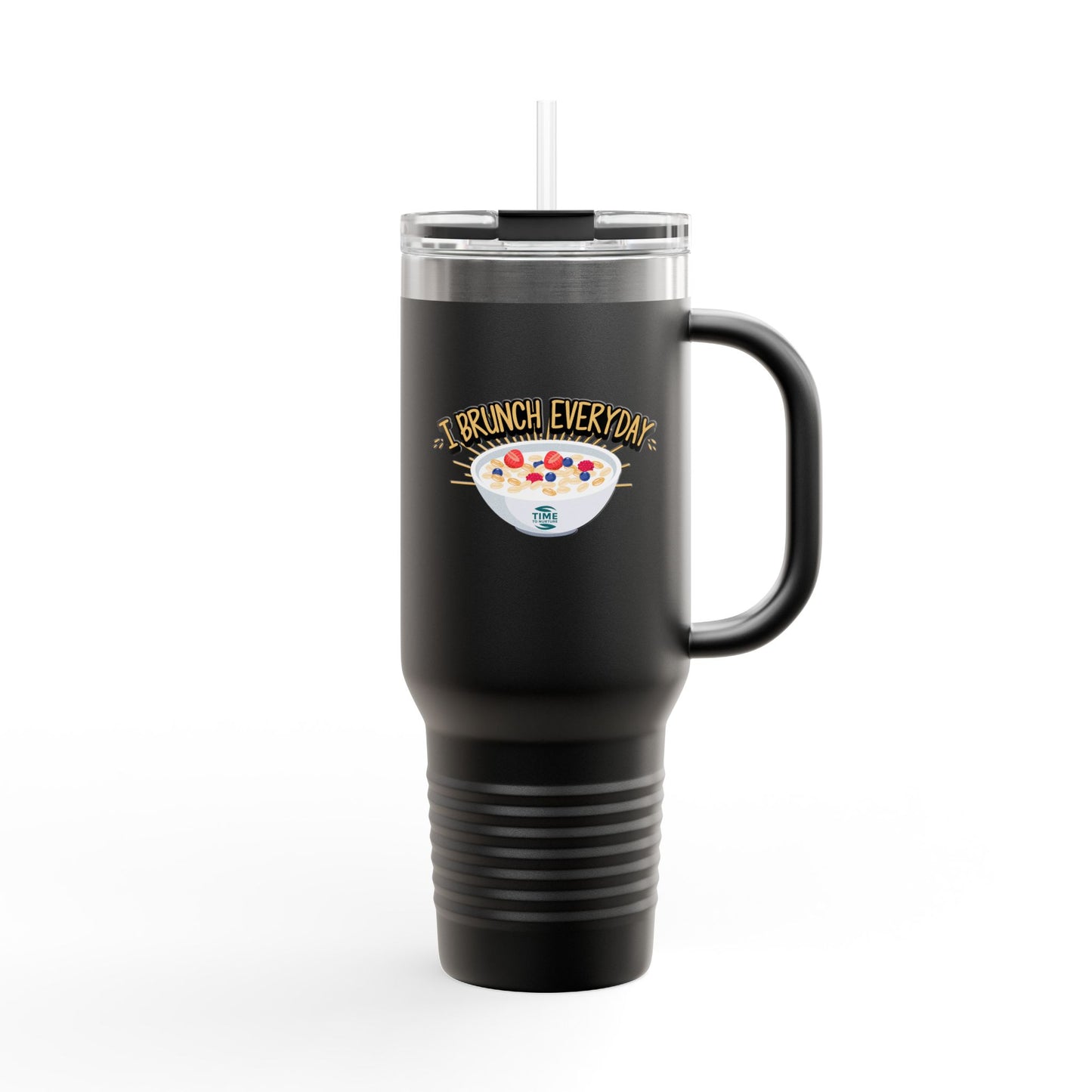 brunch lover insulated travel mug 40oz with a leak-proof lid, perfect for hot and cold drinks, featuring a fun design for coffee and tea enthusiasts, ideal for on-the-go use and a great gift for brunch lovers