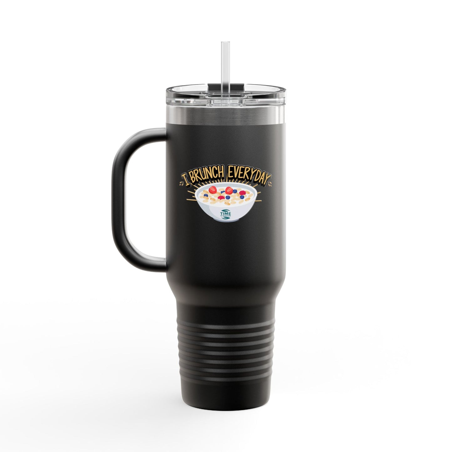 brunch lover insulated travel mug 40oz with a leak-proof lid, perfect for hot and cold drinks, featuring a fun design for coffee and tea enthusiasts, ideal for on-the-go use and a great gift for brunch lovers