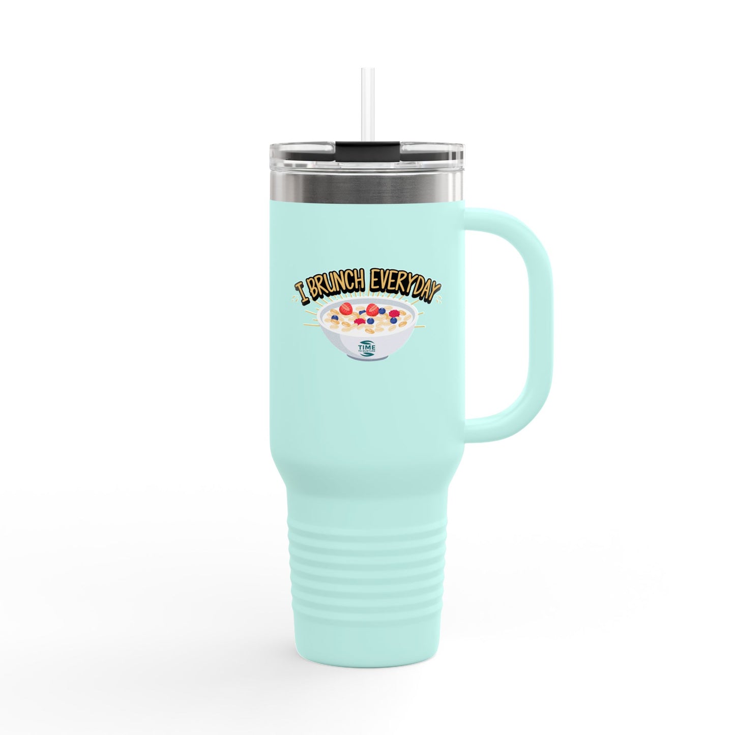 brunch lover insulated travel mug 40oz with a leak-proof lid, perfect for hot and cold drinks, featuring a fun design for coffee and tea enthusiasts, ideal for on-the-go use and a great gift for brunch lovers