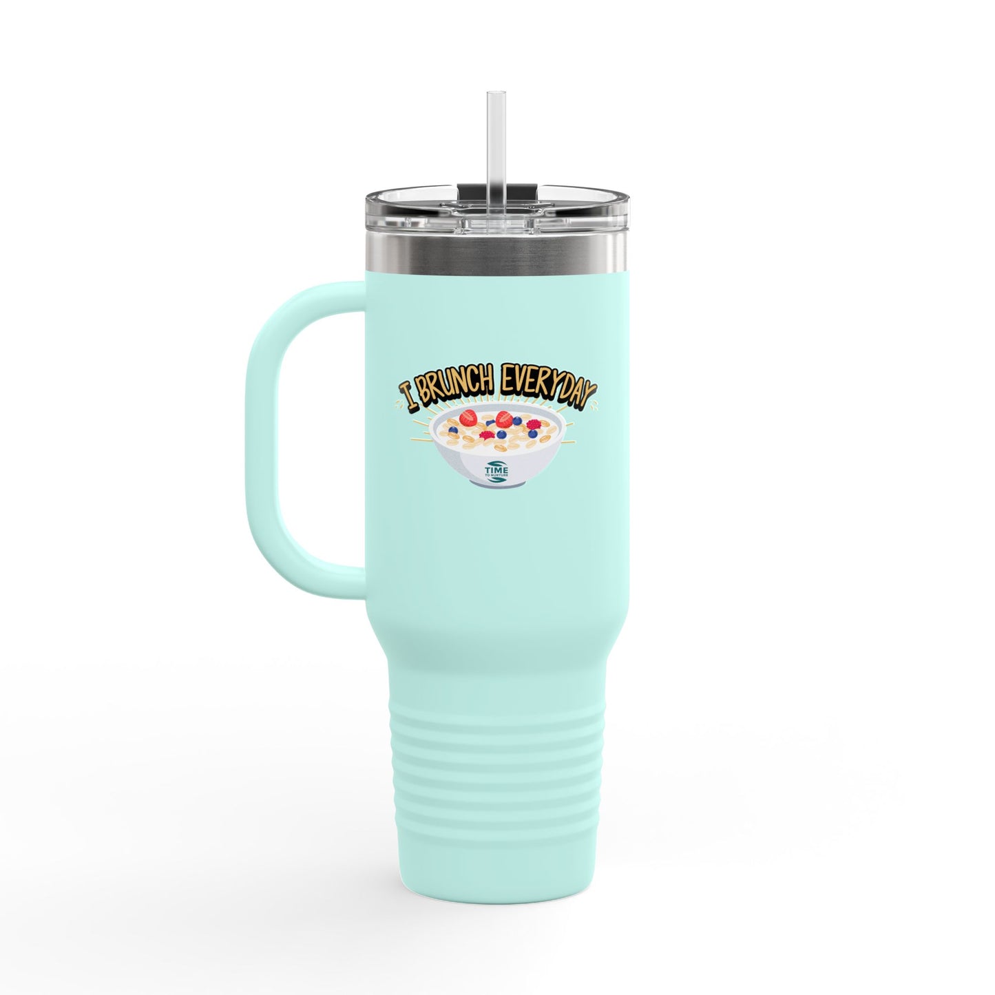 brunch lover insulated travel mug 40oz with a leak-proof lid, perfect for hot and cold drinks, featuring a fun design for coffee and tea enthusiasts, ideal for on-the-go use and a great gift for brunch lovers