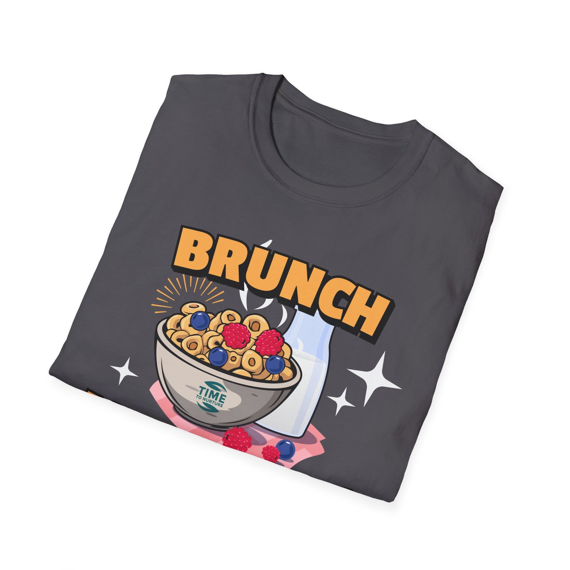 Brunch Is a State of Mind unisex softstyle T-shirt with premium fabric, ethical production, superior comfort, durability, and timeless style, making it a fun digital brunch retirement gag gift