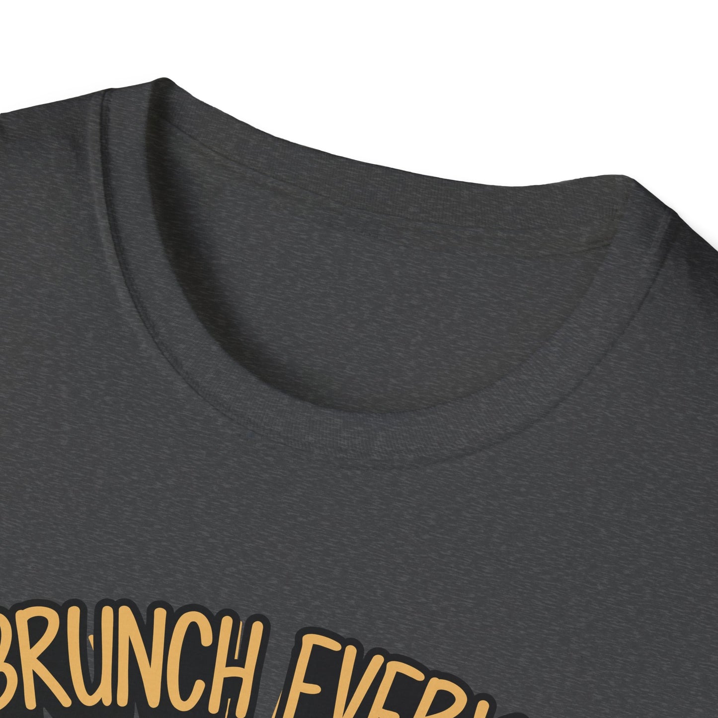 "I Brunch Every Day" unisex softstyle t-shirt, ethically made with superior comfort and durability, offering timeless style for everyday wear or as a fun digital brunch retirement gag gift.