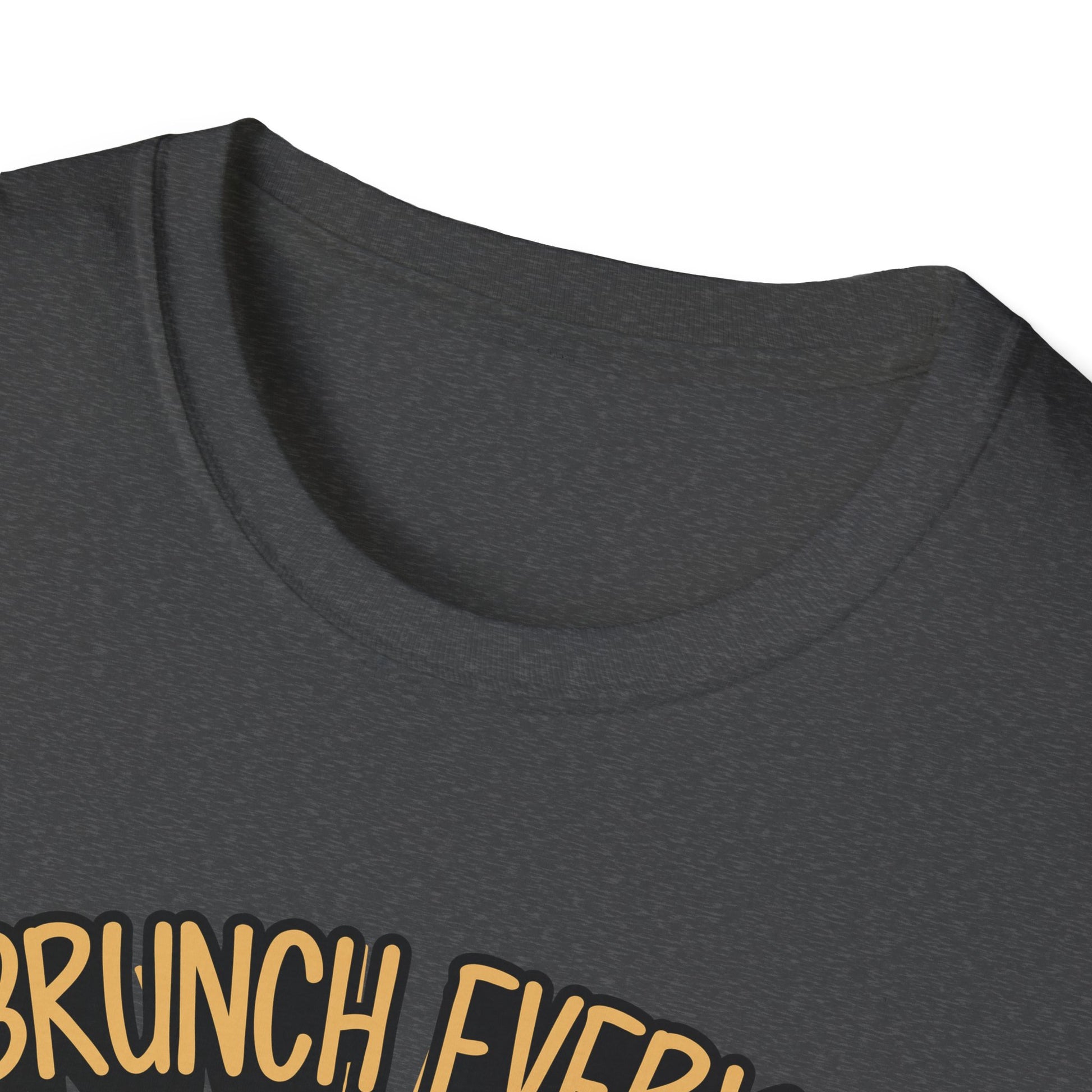 "I Brunch Every Day" unisex softstyle t-shirt, ethically made with superior comfort and durability, offering timeless style for everyday wear or as a fun digital brunch retirement gag gift.