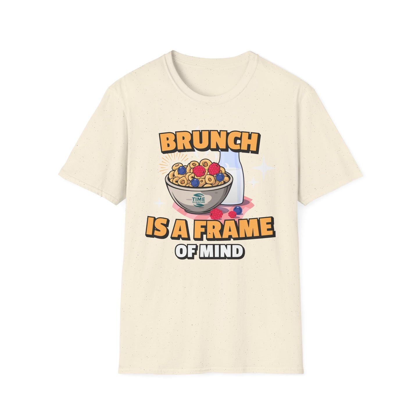 Brunch Is a State of Mind unisex softstyle T-shirt with premium fabric, ethical production, superior comfort, durability, and timeless style, making it a fun digital brunch retirement gag gift