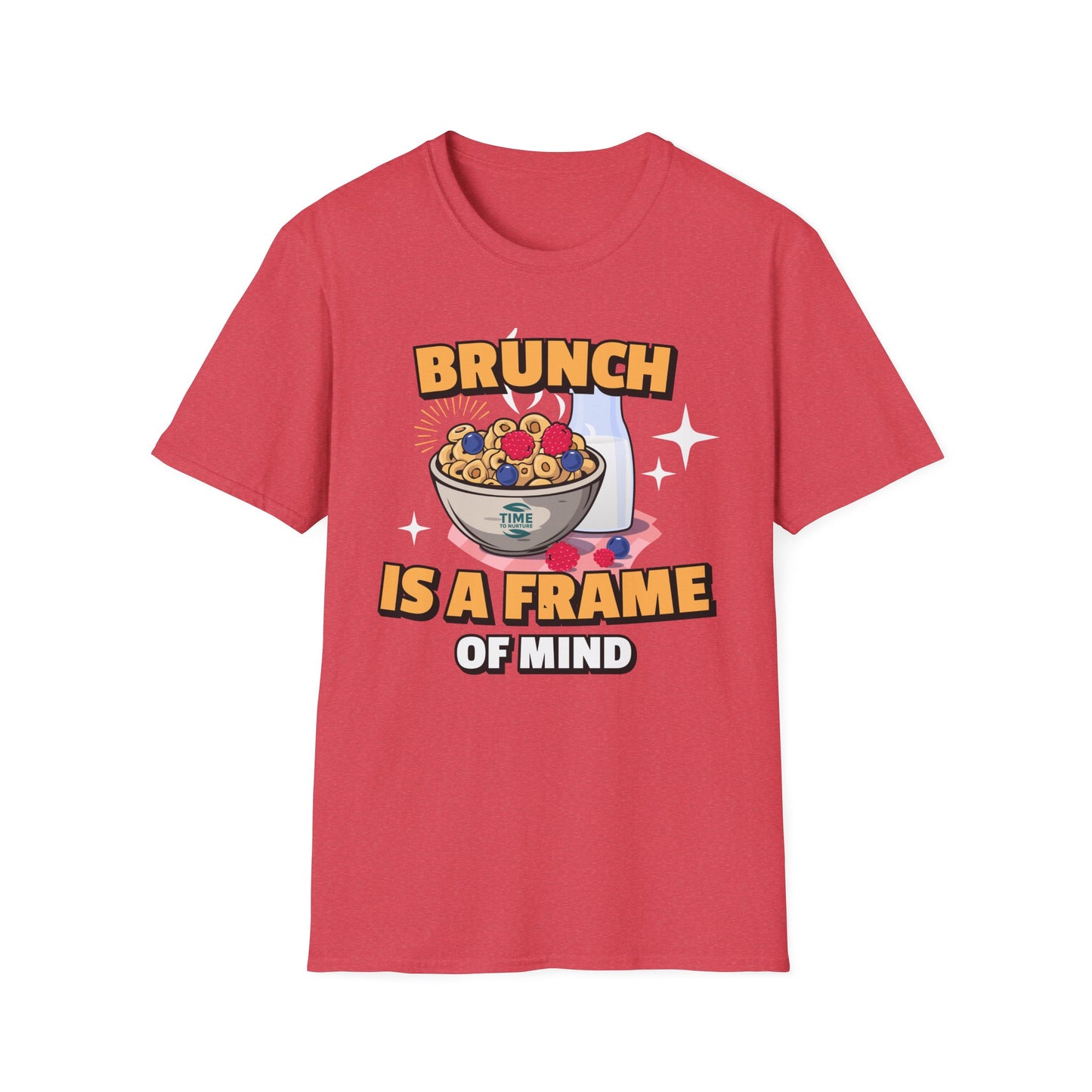Brunch Is a State of Mind unisex softstyle T-shirt with premium fabric, ethical production, superior comfort, durability, and timeless style, making it a fun digital brunch retirement gag gift