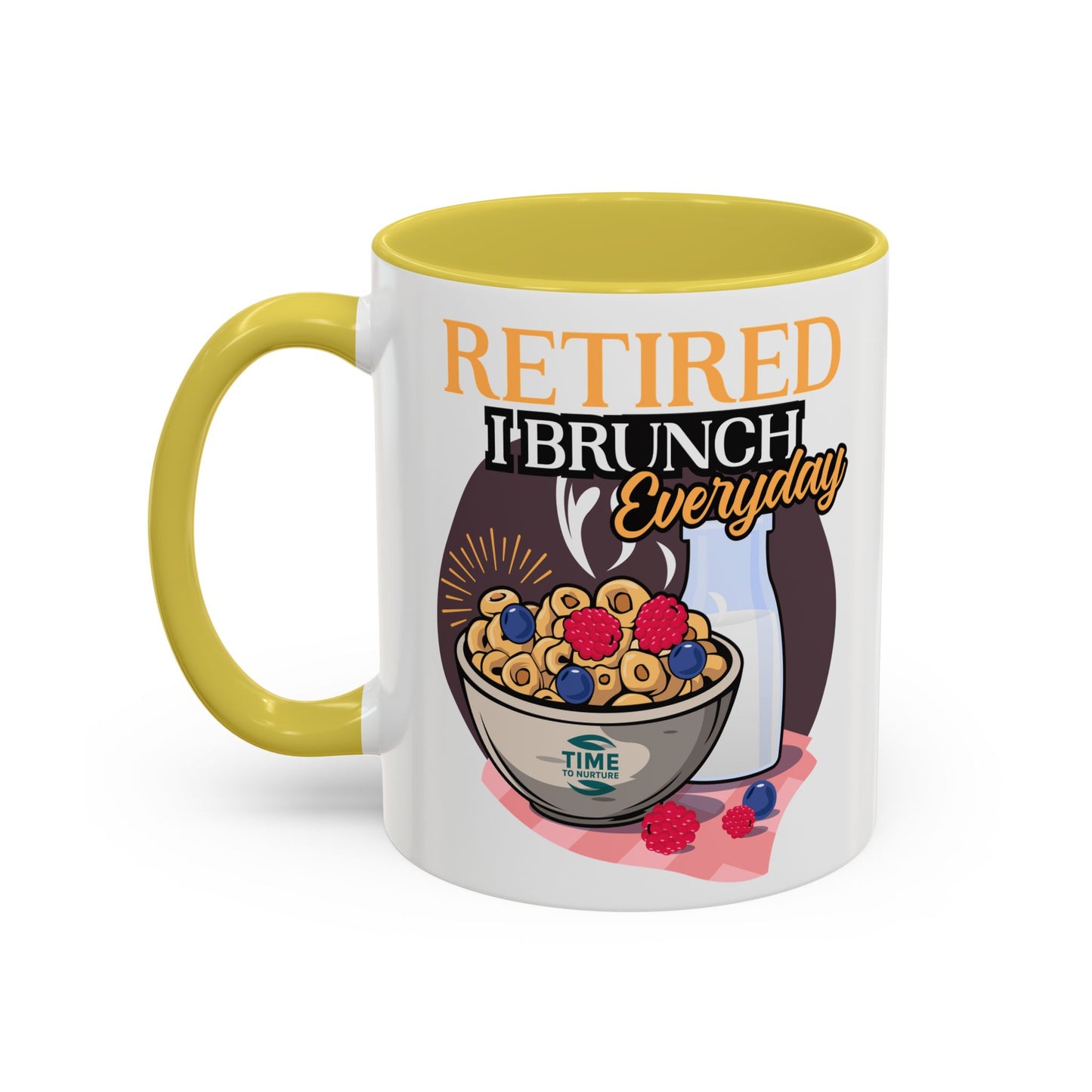 Retired I Brunch Everyday Colorful Ceramic Mugs – Vibrant 11oz and 15oz Sizes, Perfect Retirement Gift Idea for Brunch Lovers, Retirement Gag Gift, Coworker Retirement Present, or Retirement Favor for Relaxed and Stylish Coffee, Tea, and Juice Moments