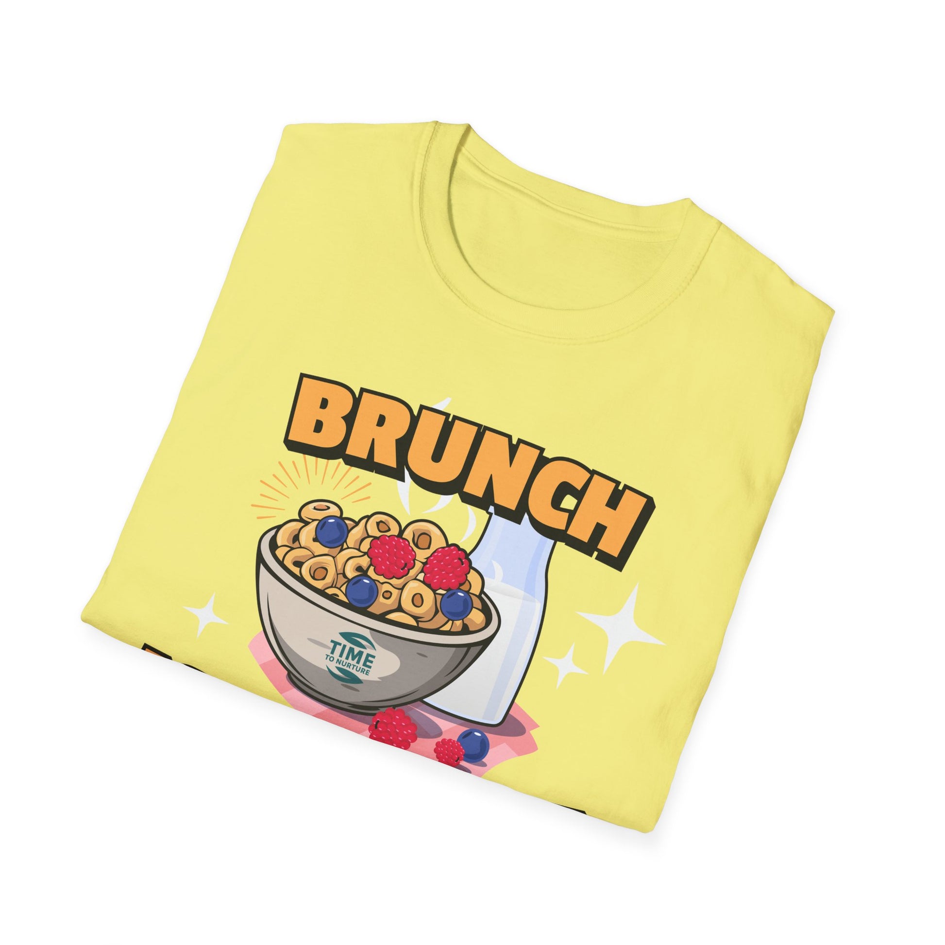 Brunch Is a State of Mind unisex softstyle T-shirt with premium fabric, ethical production, superior comfort, durability, and timeless style, making it a fun digital brunch retirement gag gift