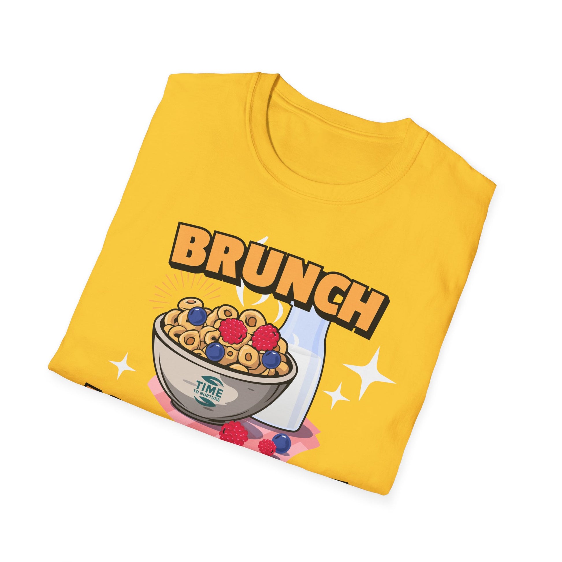 Brunch Is a State of Mind unisex softstyle T-shirt with premium fabric, ethical production, superior comfort, durability, and timeless style, making it a fun digital brunch retirement gag gift
