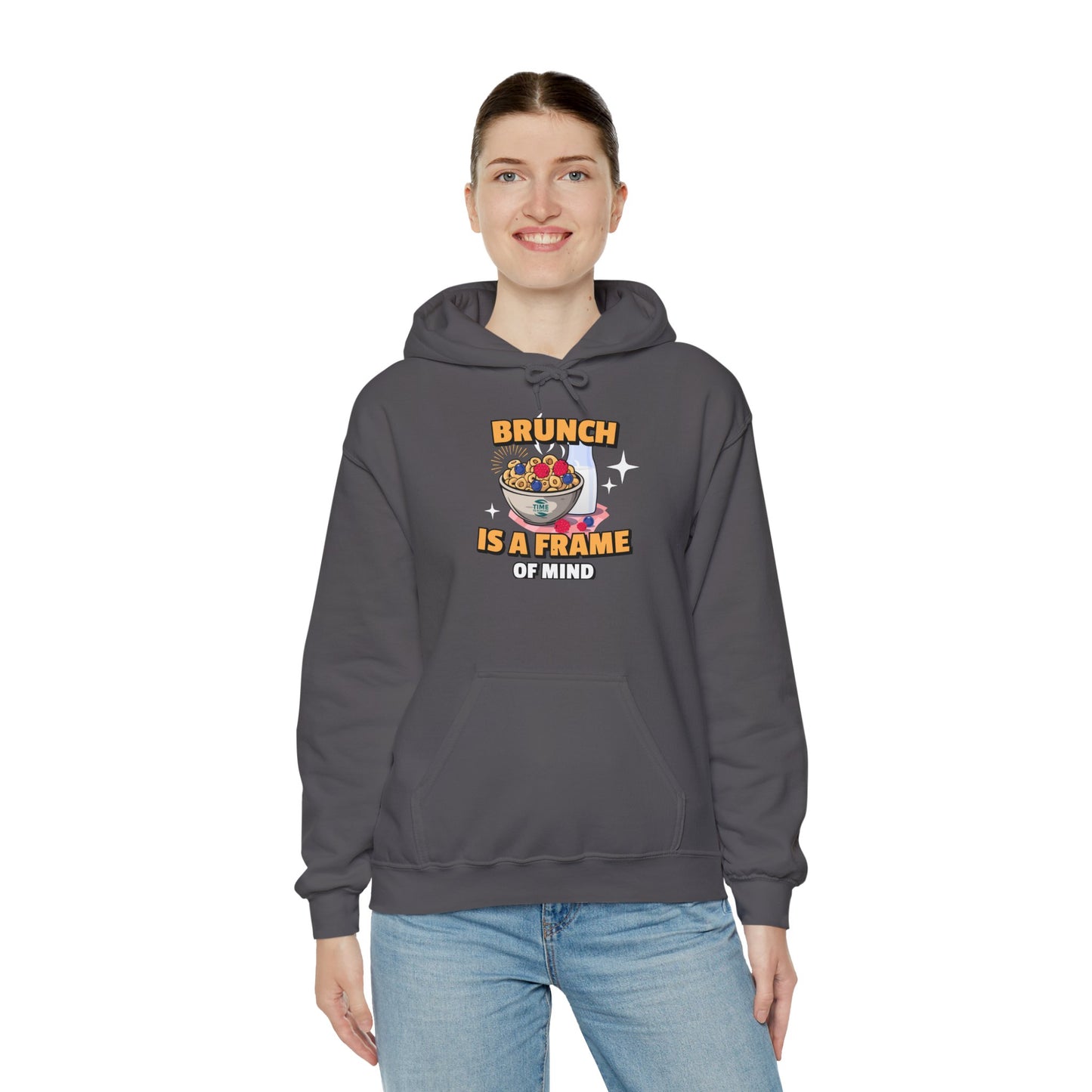 A hooded sweatshirt with a brunch retirement theme, designed as a cozy unisex hoodie, perfect for brunch lovers and featuring relaxed brunch vibes.