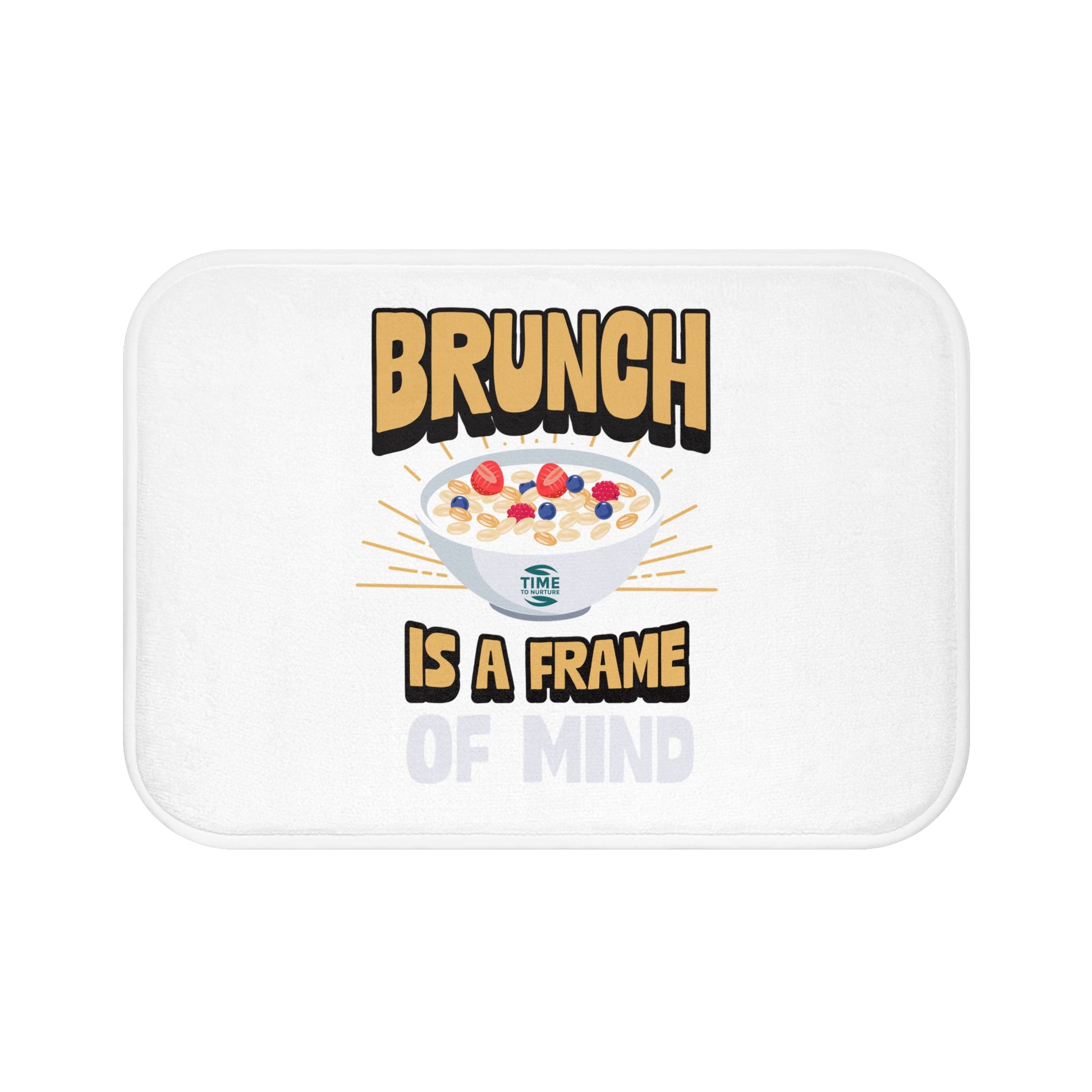 Brunch-themed bath mat with a cozy, fun design, featuring a non-slip backing, perfect for bathrooms or kitchens and a great gift for brunch lovers and foodies