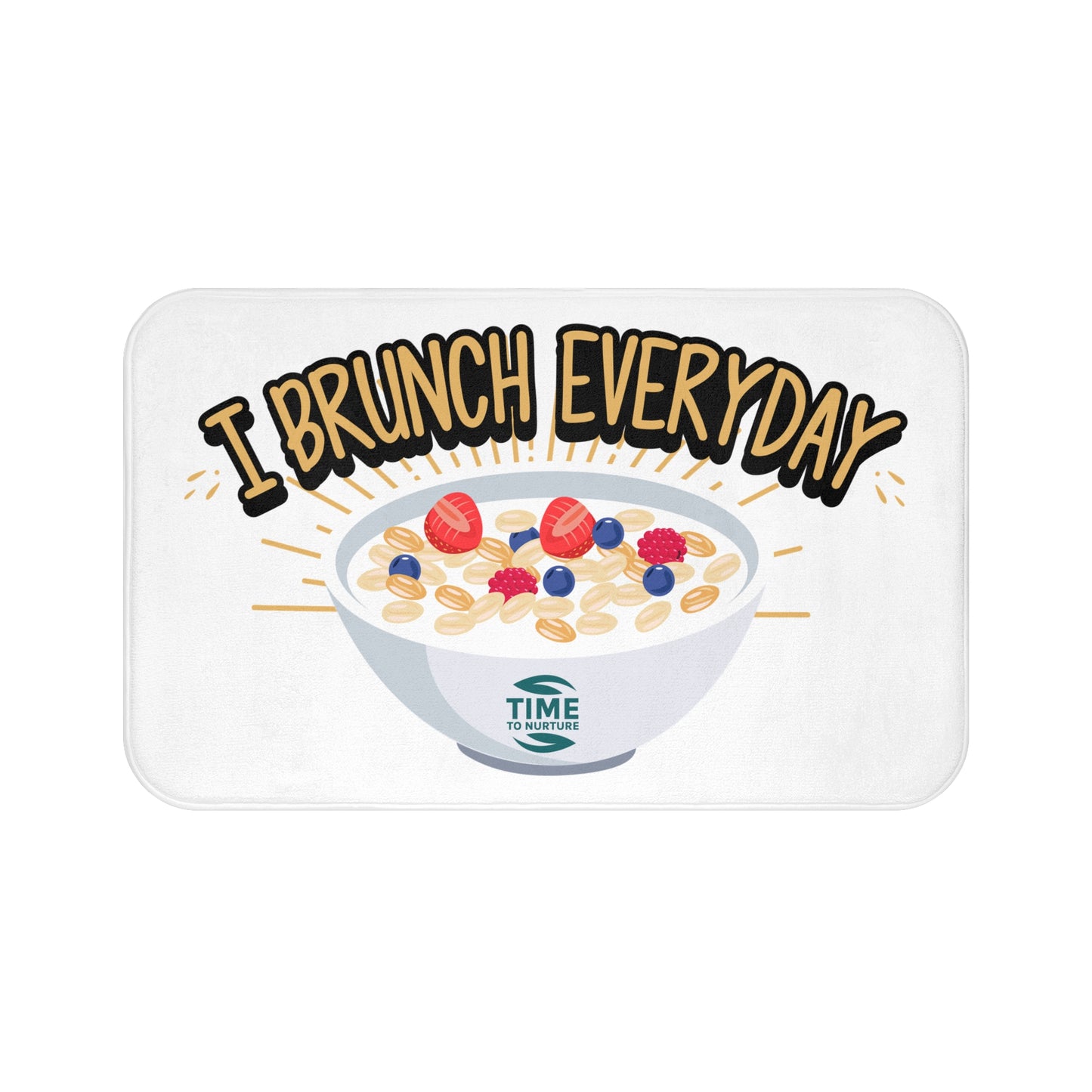 Brunch-themed memory foam bath mat with a cozy and stylish design, perfect for adding comfort and fun to the bathroom or kitchen, ideal for foodies and brunch lovers.
