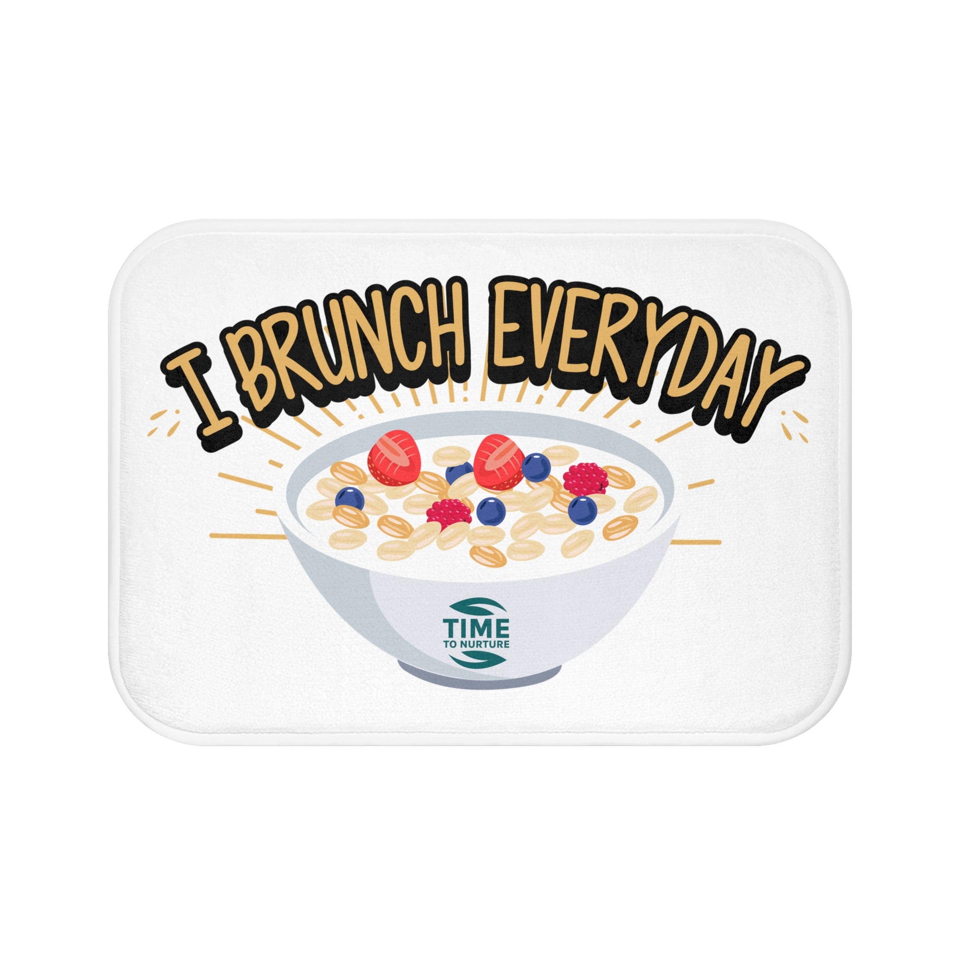 Brunch-themed memory foam bath mat with a cozy and stylish design, perfect for adding comfort and fun to the bathroom or kitchen, ideal for foodies and brunch lovers.