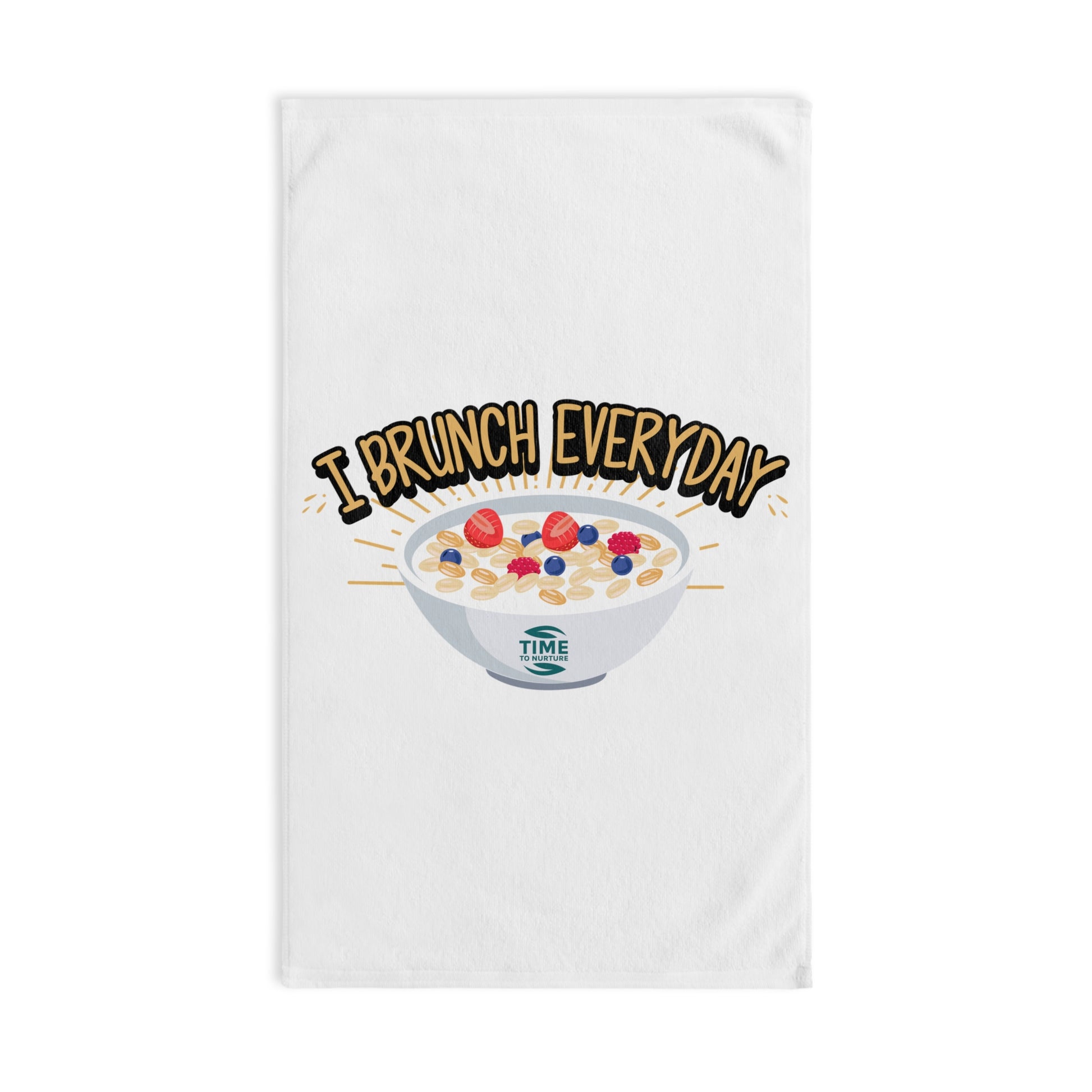 Brunch Everyday hand towel with a fun and quirky design, perfect for food lovers, chefs, and culinary enthusiasts. A great gift for housewarmings, bridal showers, and adding humor and personality to kitchen decor.