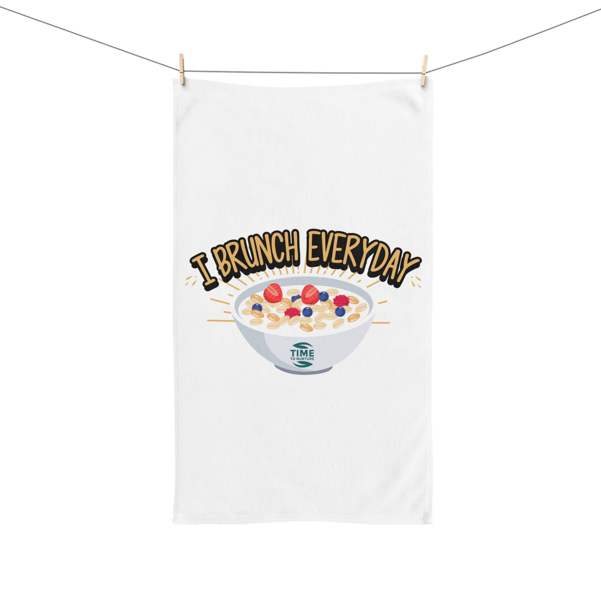 Brunch Everyday hand towel with a fun and quirky design, perfect for food lovers, chefs, and culinary enthusiasts. A great gift for housewarmings, bridal showers, and adding humor and personality to kitchen decor.