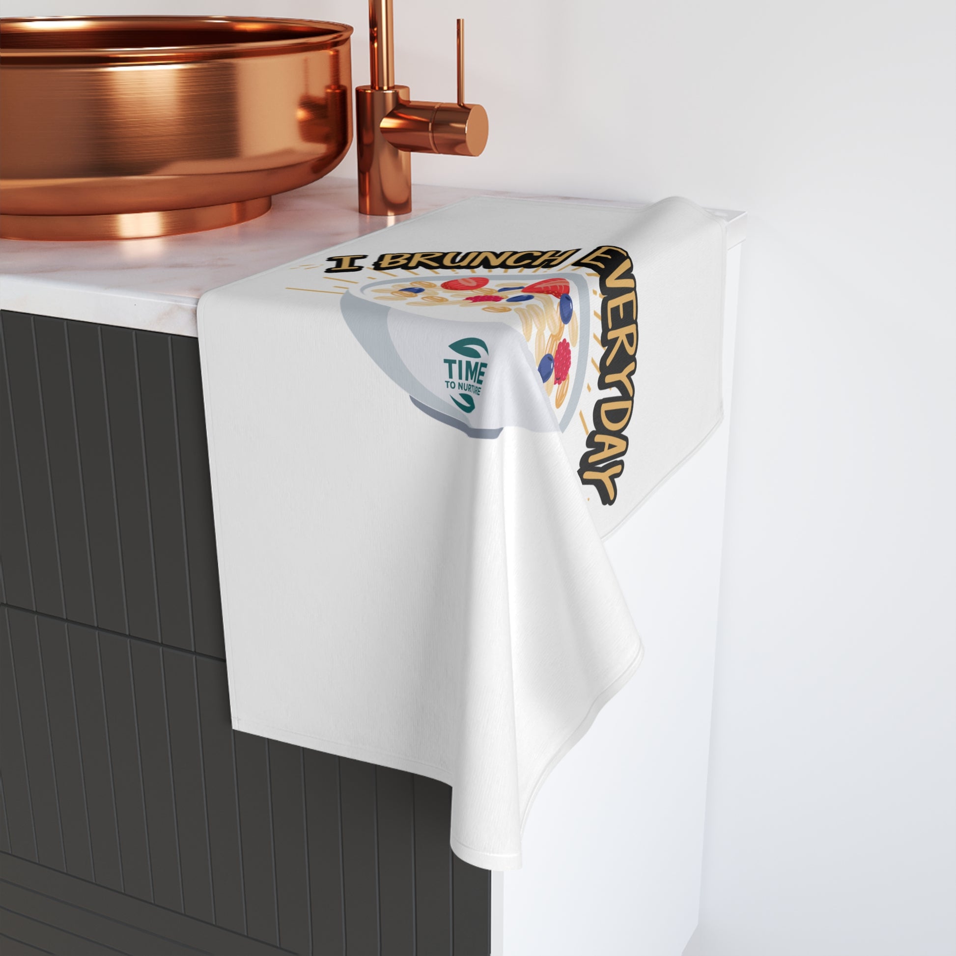 Brunch Everyday hand towel with a fun and quirky design, perfect for food lovers, chefs, and culinary enthusiasts. A great gift for housewarmings, bridal showers, and adding humor and personality to kitchen decor.