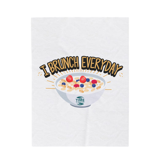 Brunch Everyday velveteen blanket with a soft, cozy texture. Perfect as a throw for sofas, a comfy bedspread, or brunch-themed home decor. Great gift for brunch enthusiasts and relaxation lovers.