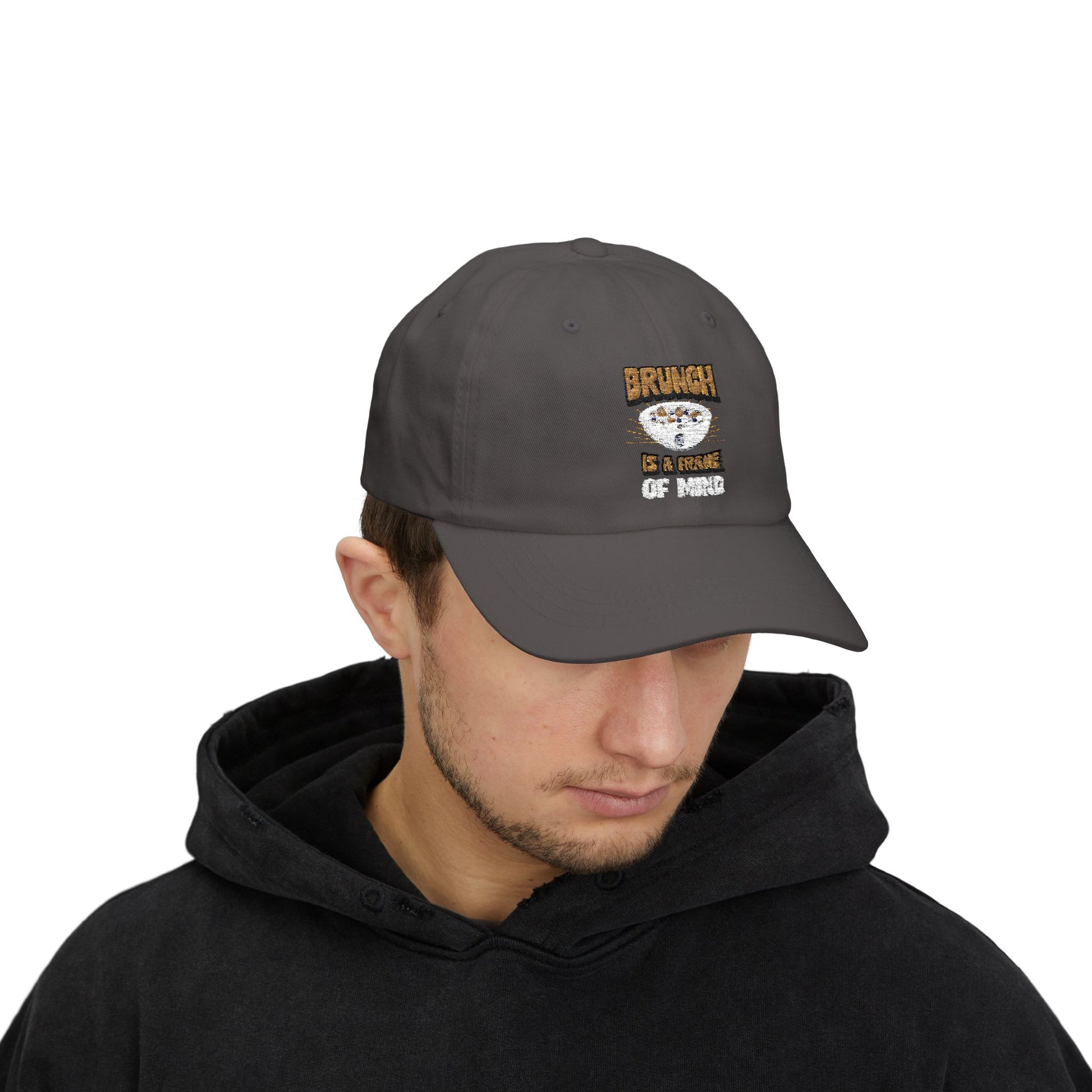 Brunch Is a Frame of Mind classic dad cap with a stylish and casual design, perfect for foodies, weekend outings, and relaxed everyday wear. A trendy gift for brunch lovers and travelers.