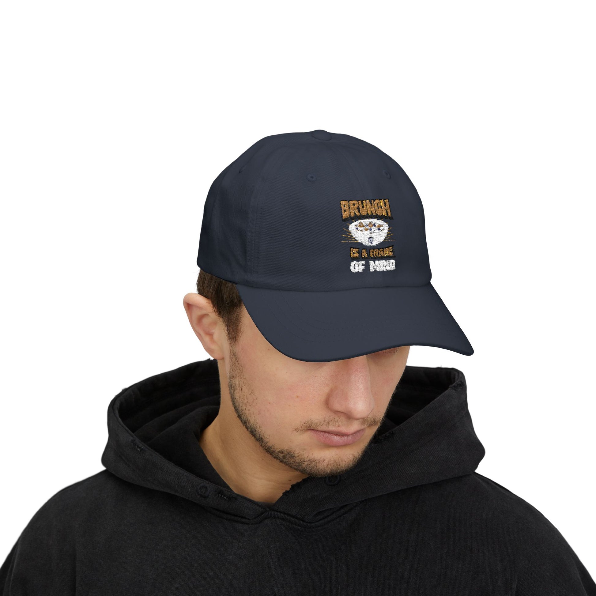 Brunch Is a Frame of Mind classic dad cap with a stylish and casual design, perfect for foodies, weekend outings, and relaxed everyday wear. A trendy gift for brunch lovers and travelers.