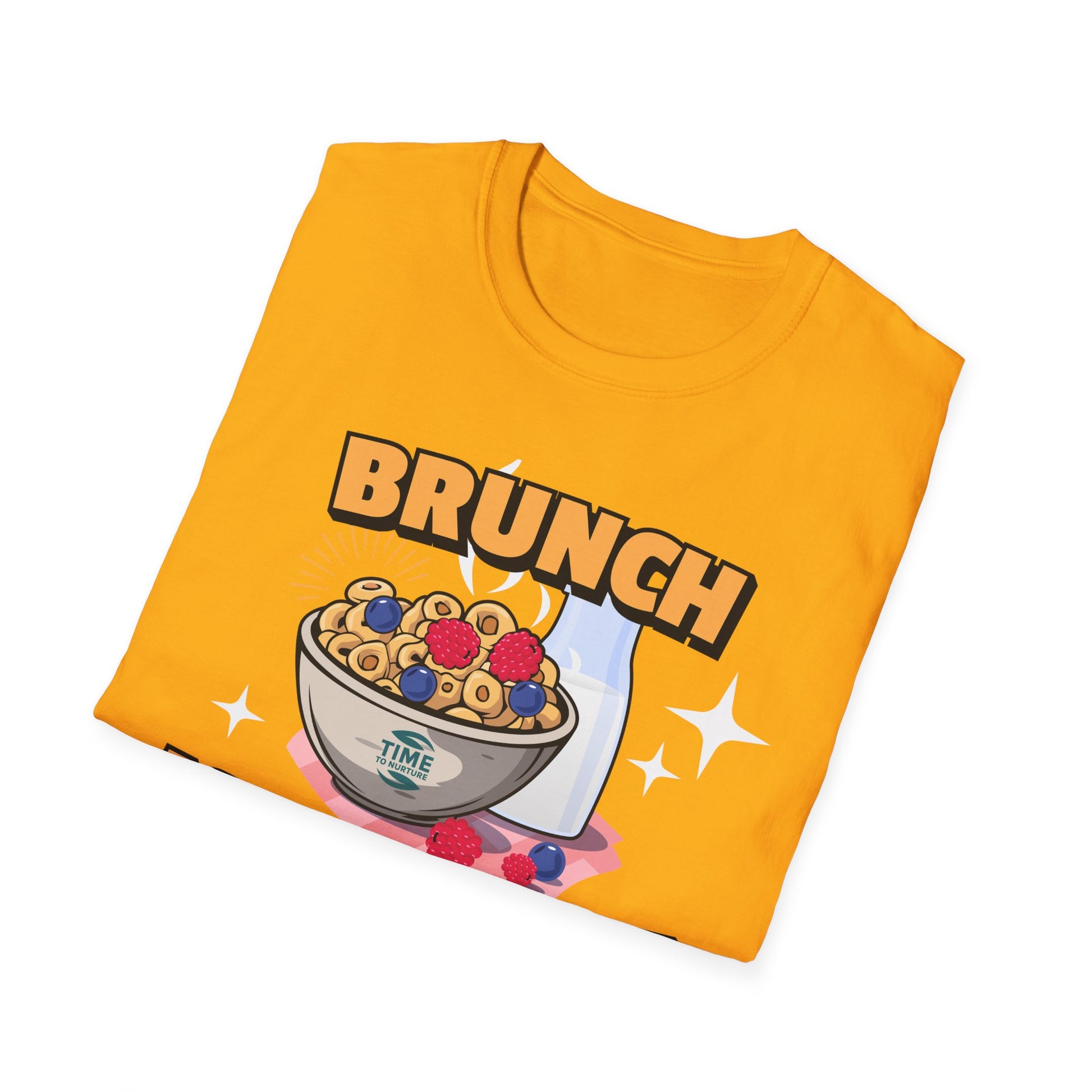 Brunch Is a State of Mind unisex softstyle T-shirt with premium fabric, ethical production, superior comfort, durability, and timeless style, making it a fun digital brunch retirement gag gift