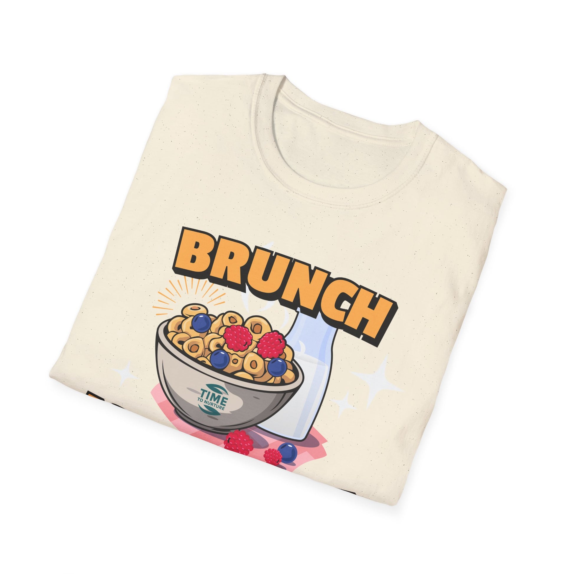 Brunch Is a State of Mind unisex softstyle T-shirt with premium fabric, ethical production, superior comfort, durability, and timeless style, making it a fun digital brunch retirement gag gift