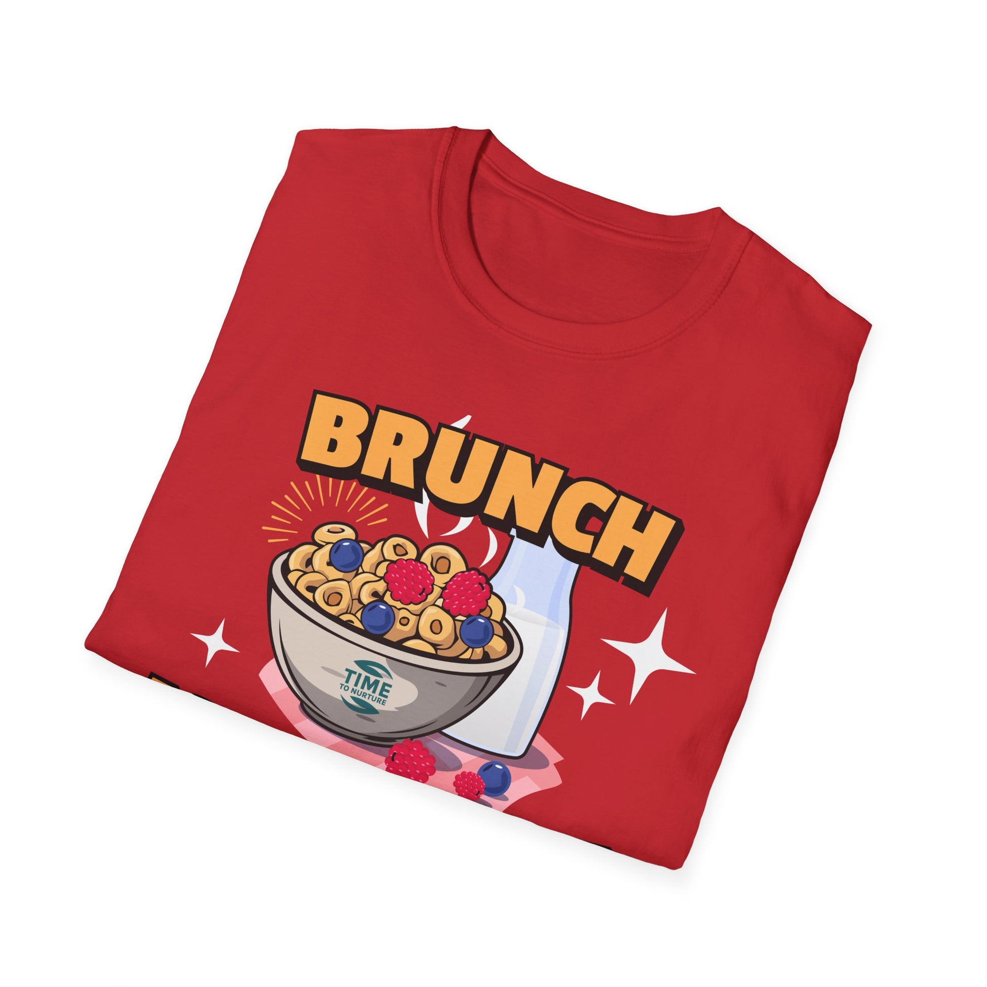 Brunch Is a State of Mind unisex softstyle T-shirt with premium fabric, ethical production, superior comfort, durability, and timeless style, making it a fun digital brunch retirement gag gift