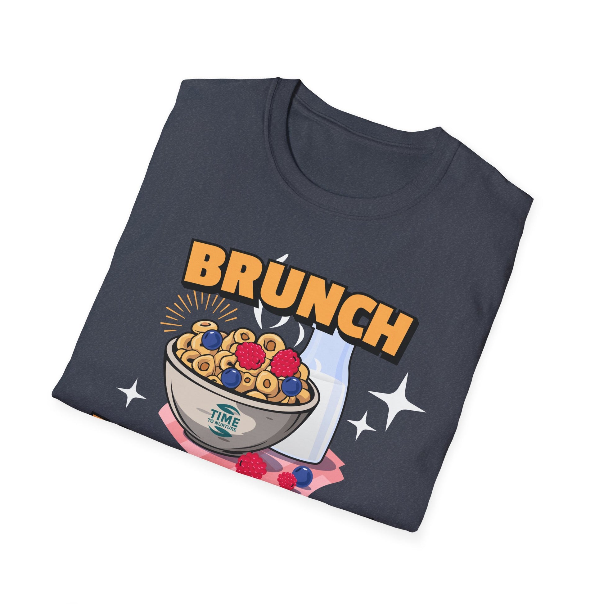 Brunch Is a State of Mind unisex softstyle T-shirt with premium fabric, ethical production, superior comfort, durability, and timeless style, making it a fun digital brunch retirement gag gift