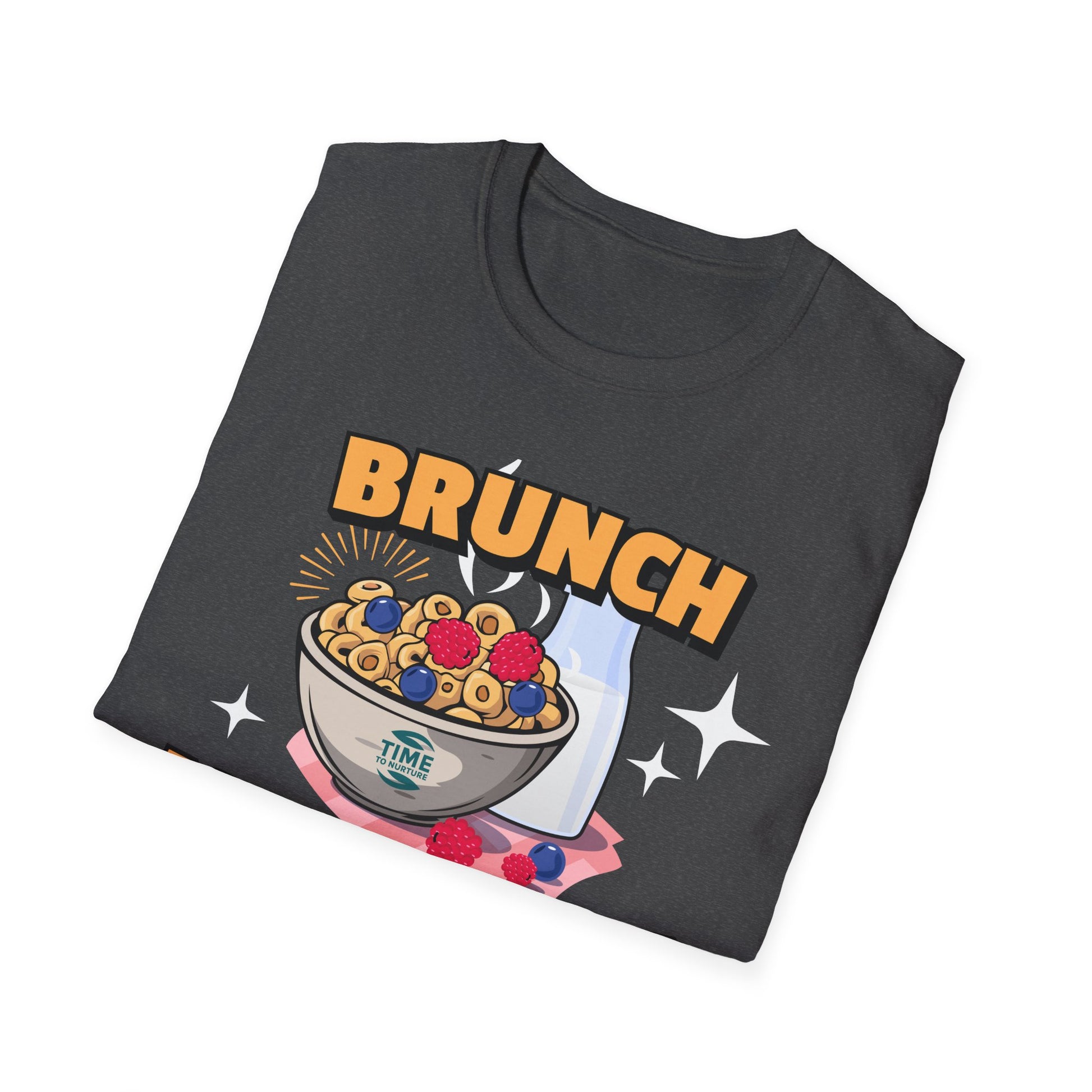 Brunch Is a State of Mind unisex softstyle T-shirt with premium fabric, ethical production, superior comfort, durability, and timeless style, making it a fun digital brunch retirement gag gift