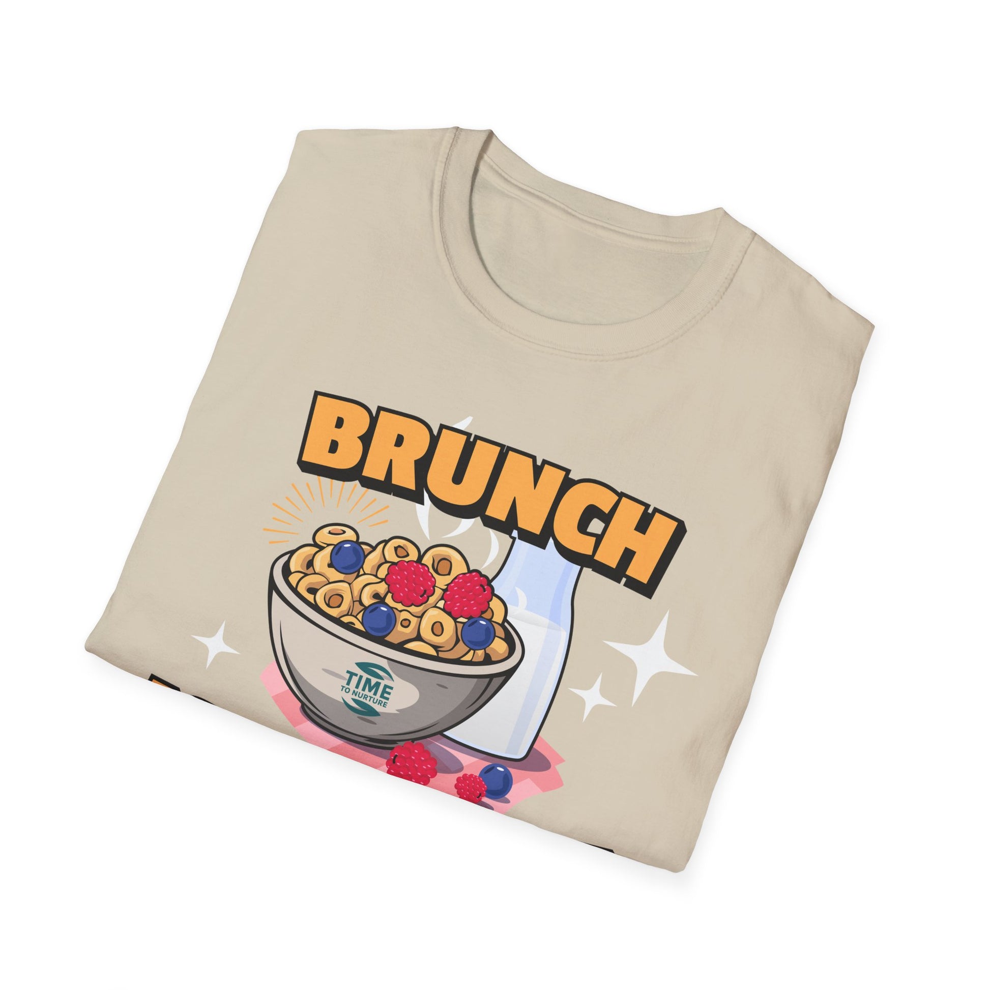 Brunch Is a State of Mind unisex softstyle T-shirt with premium fabric, ethical production, superior comfort, durability, and timeless style, making it a fun digital brunch retirement gag gift