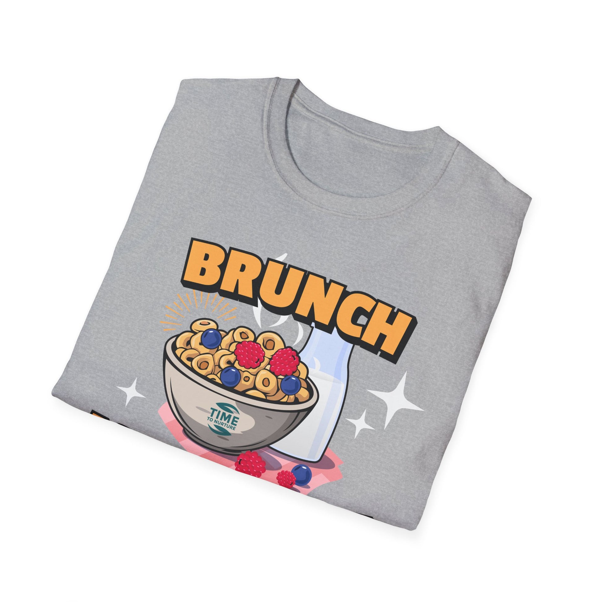 Brunch Is a State of Mind unisex softstyle T-shirt with premium fabric, ethical production, superior comfort, durability, and timeless style, making it a fun digital brunch retirement gag gift