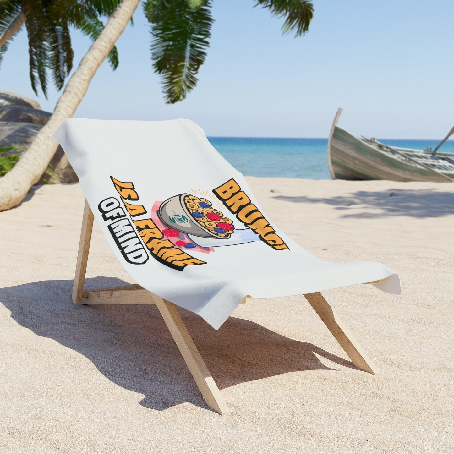 Brunch Lover’s beach towel, soft, absorbent, and stylish, perfect for summer adventures, poolside relaxation, and beach getaways.