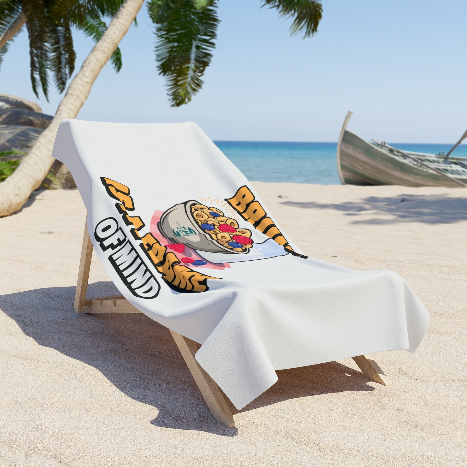 Brunch Lover’s beach towel, soft, absorbent, and stylish, perfect for summer adventures, poolside relaxation, and beach getaways.