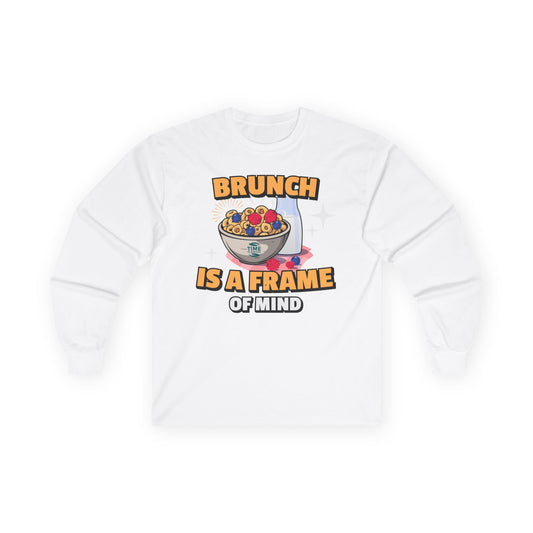 Brunch State of Mind long sleeve unisex cotton tee designed for comfort and style, perfect for relaxed mornings and weekend brunches
