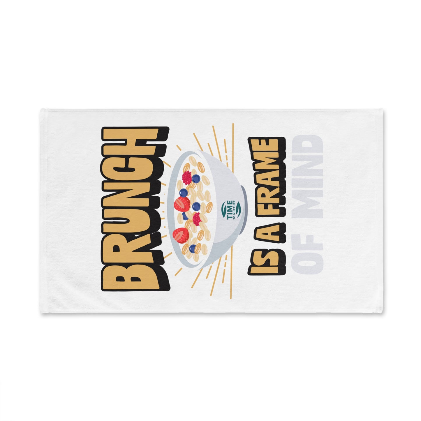 Brunch Vibes hand towel with a chic and playful design, perfect for foodies and brunch lovers, adding personality to any kitchen.