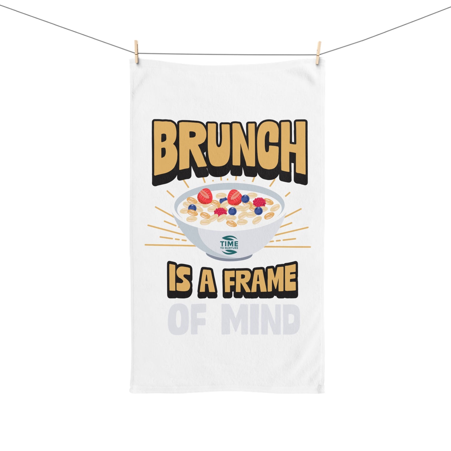 Brunch Vibes hand towel with a chic and playful design, perfect for foodies and brunch lovers, adding personality to any kitchen.