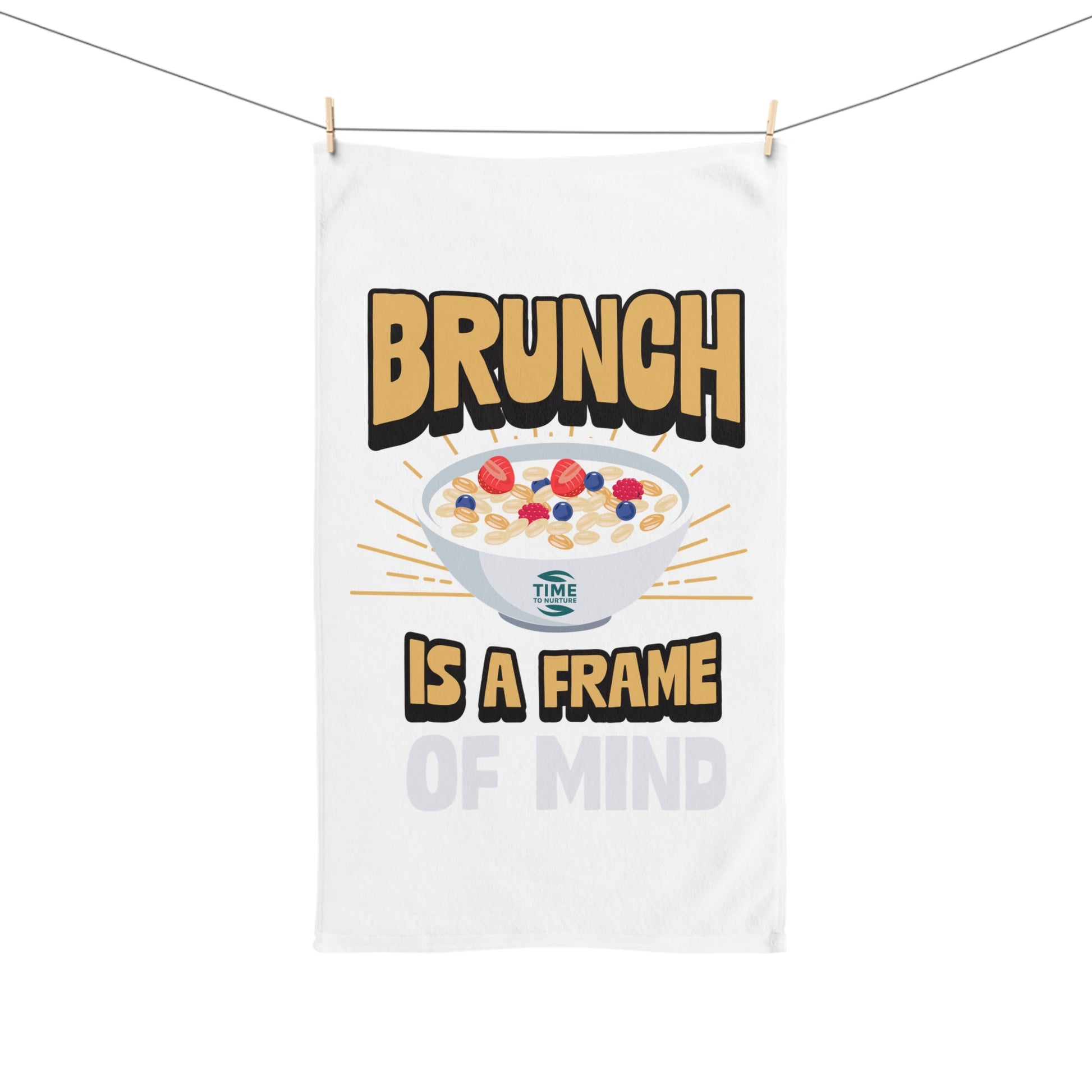 Brunch Vibes hand towel with a chic and playful design, perfect for foodies and brunch lovers, adding personality to any kitchen.