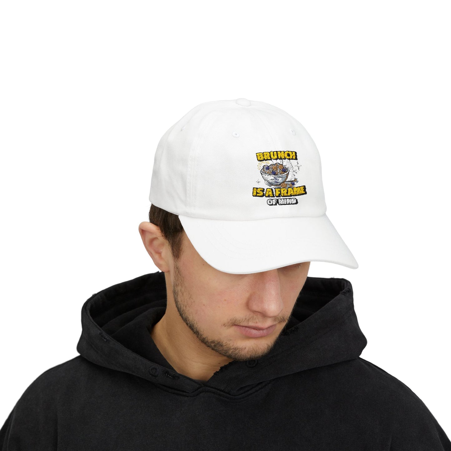 Brunch is a Frame of Mind dad cap with a classic and stylish design, perfect for brunch lovers, foodies, and weekend outings. A trendy and comfortable accessory for everyday wear.