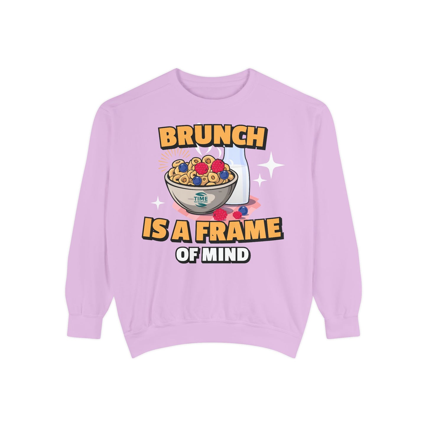 Cozy unisex sweatshirt featuring Brunch is a Frame of Mind Vibes, blending comfort and style for brunch lovers, perfect for weekend outfits, foodie gifts, and making a fashionable, mindful brunch-themed statement.