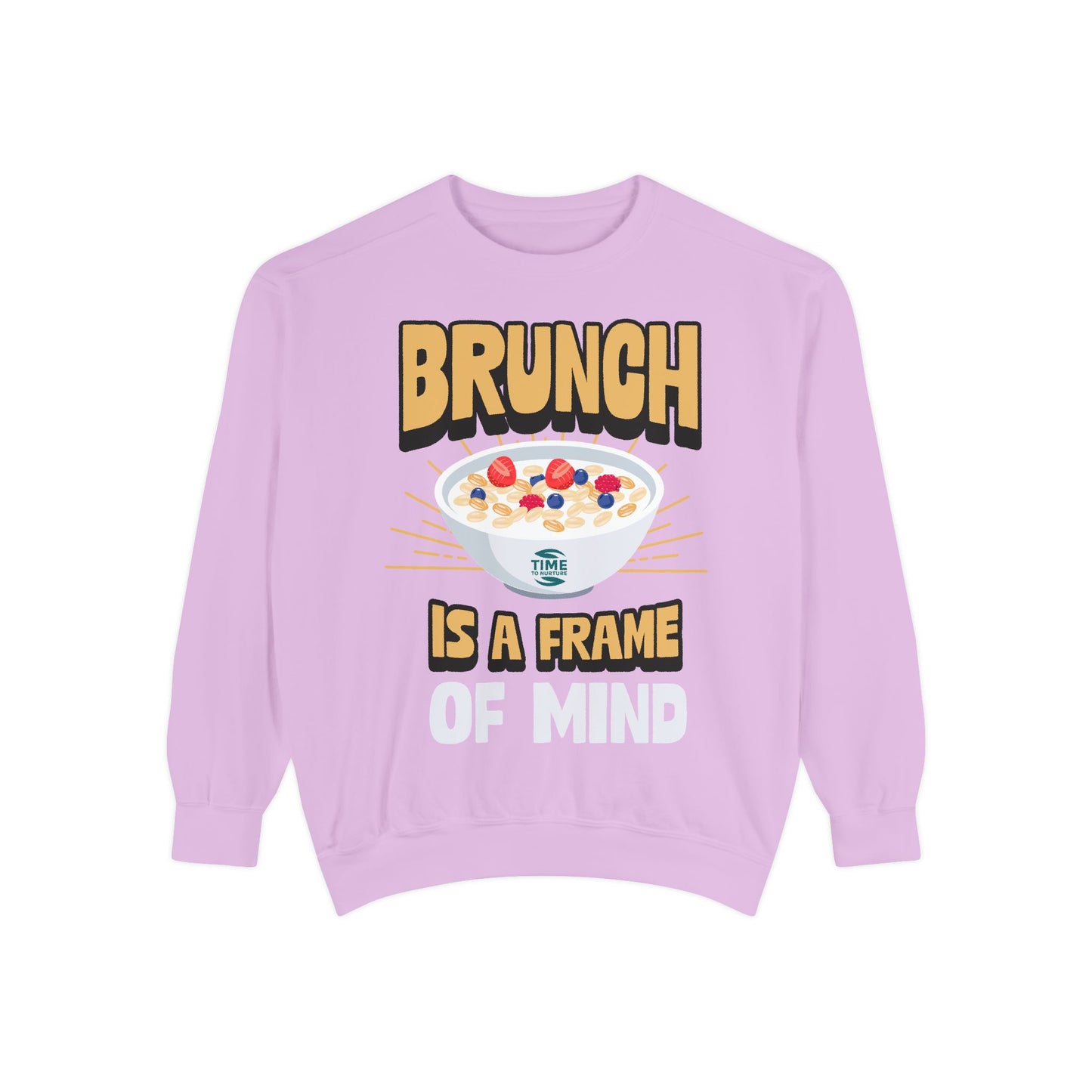 Cozy unisex sweatshirt featuring Brunch is a Frame of Mind Vibes, designed for brunch lovers and leisure enthusiasts, offering stylish and comfortable brunch-themed apparel, perfect for weekend outfits or as a thoughtful foodie gift.