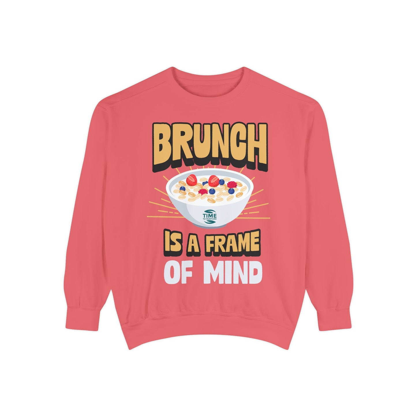 Cozy unisex sweatshirt featuring Brunch is a Frame of Mind Vibes, designed for brunch lovers and leisure enthusiasts, offering stylish and comfortable brunch-themed apparel, perfect for weekend outfits or as a thoughtful foodie gift.
