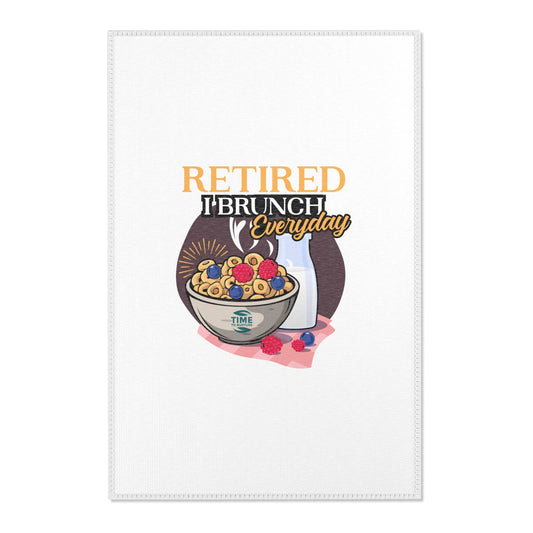 Funny retired-themed area rug with "I Brunch Everyday" design, perfect for adding a cozy touch to dining rooms, kitchens, and living spaces; a great retirement gift for brunch lovers.