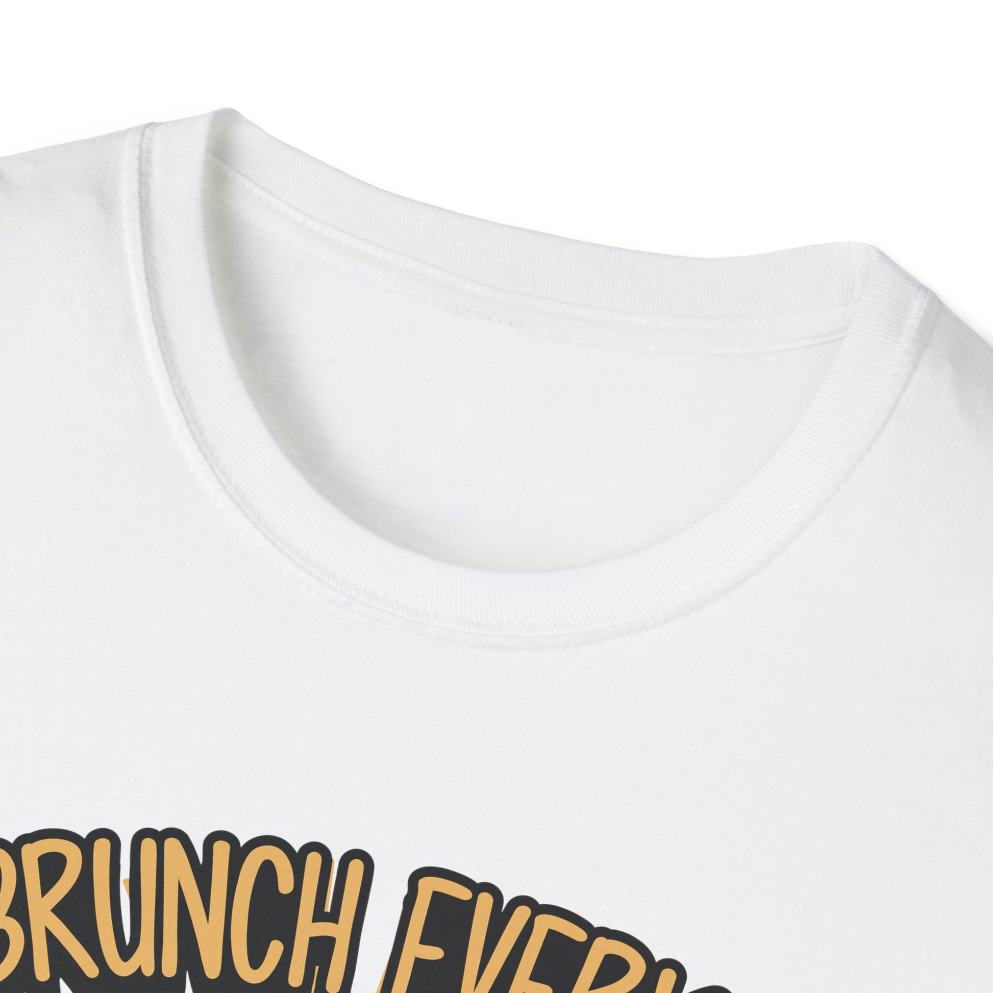 "I Brunch Every Day" unisex softstyle t-shirt, ethically made with superior comfort and durability, offering timeless style for everyday wear or as a fun digital brunch retirement gag gift.