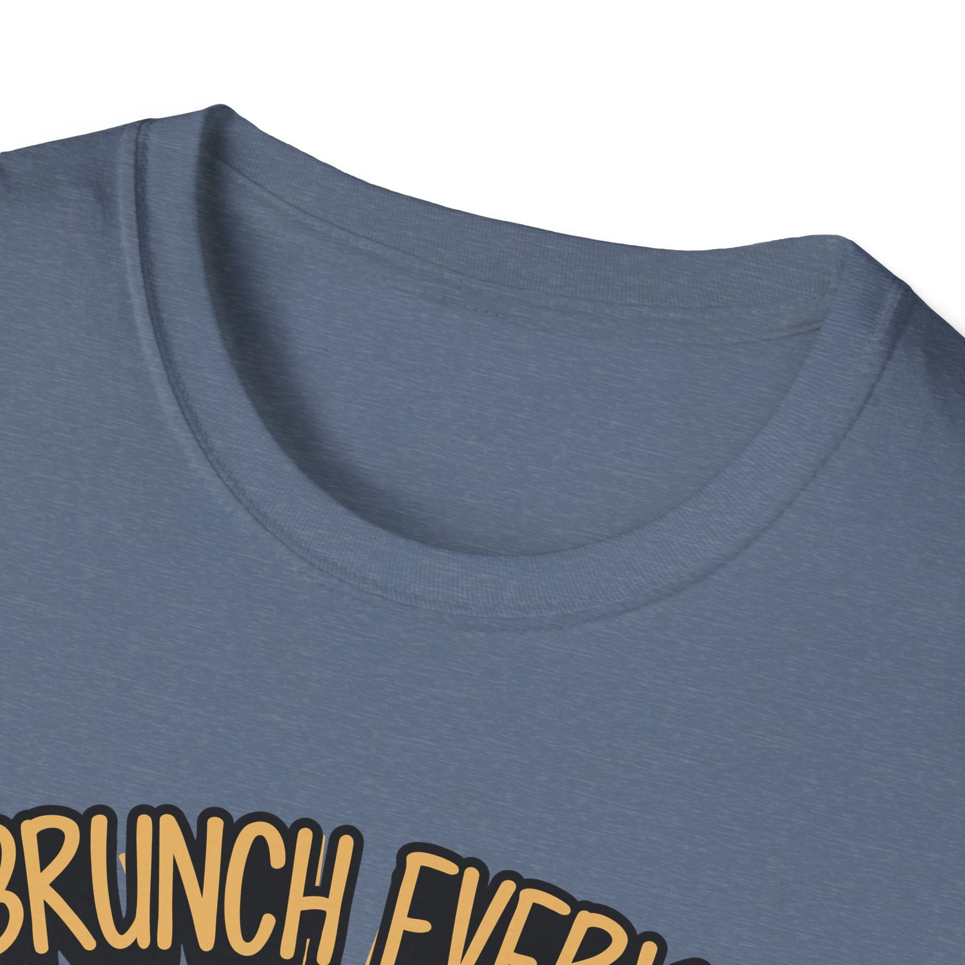 "I Brunch Every Day" unisex softstyle t-shirt, ethically made with superior comfort and durability, offering timeless style for everyday wear or as a fun digital brunch retirement gag gift.